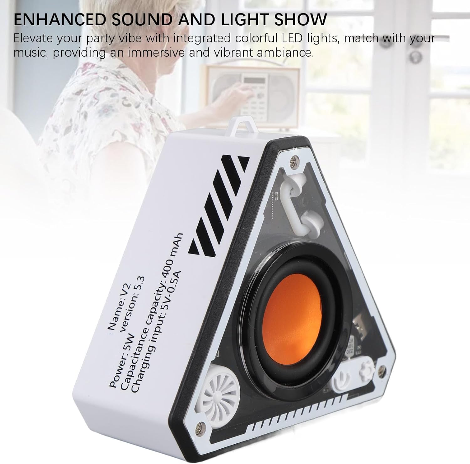 Cross-border V2 Wireless Bluetooth Speaker Outdoor Portable Mecha Subwoofer Mini Desktop Small Speaker Transparent Lantern photo 2