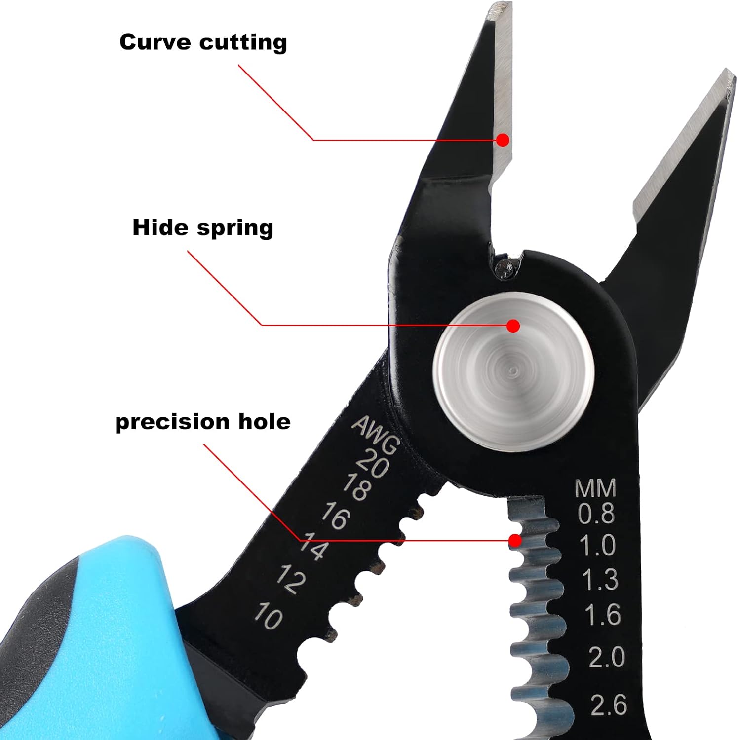 Precision Flush Wire Cutter & Stripper, 10-20 AWG, 6-Inch High-Carbon Steel Tool With Spring Handle & Angled Jaws For Electronics photo 3