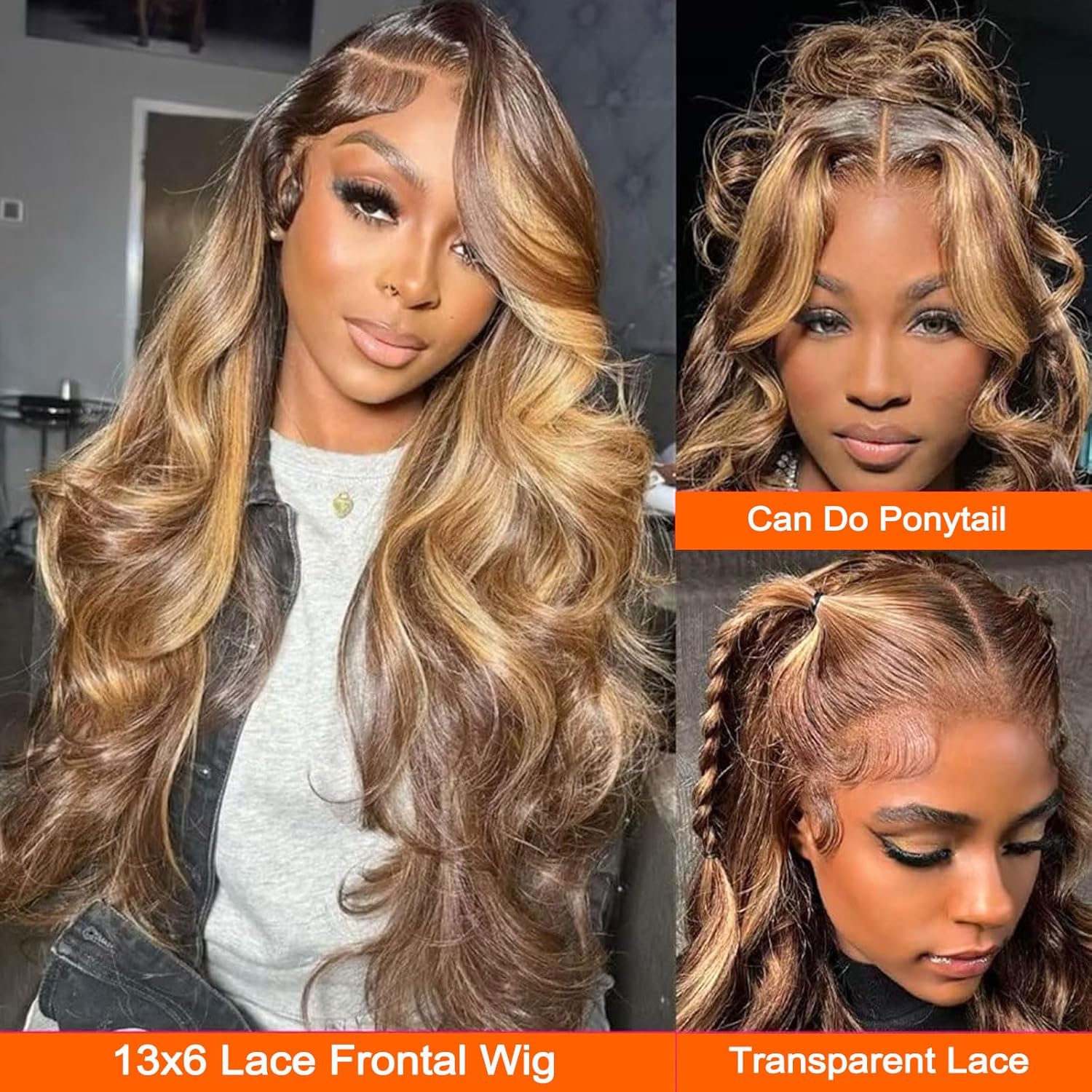 13x6 Lace Front Human Hair Wig P4 27 Body Wave, Density photo 5