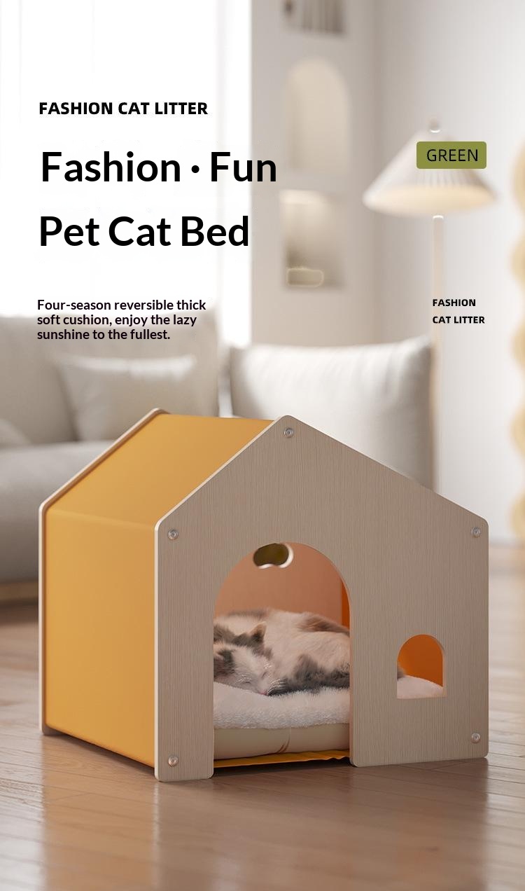 All-season Eco-friendly Solid Wood Pet Furniture, Washable & Breathable Cat Dog Bed photo 6