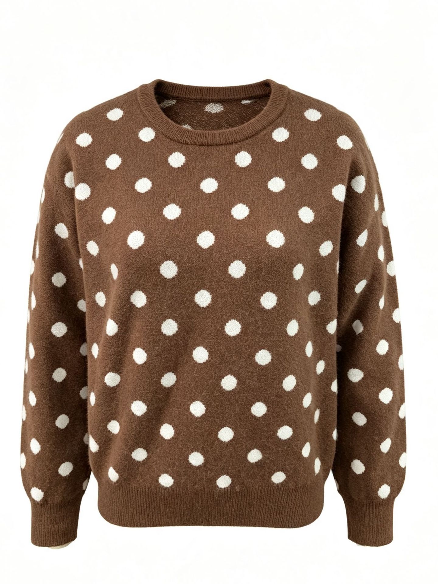 2026 European And American Cross-border Exports, New Autumn And Winter Women's Clothing Wholesale, Vintage Artistic Polka Dot Knitted Loose Sweater photo 2