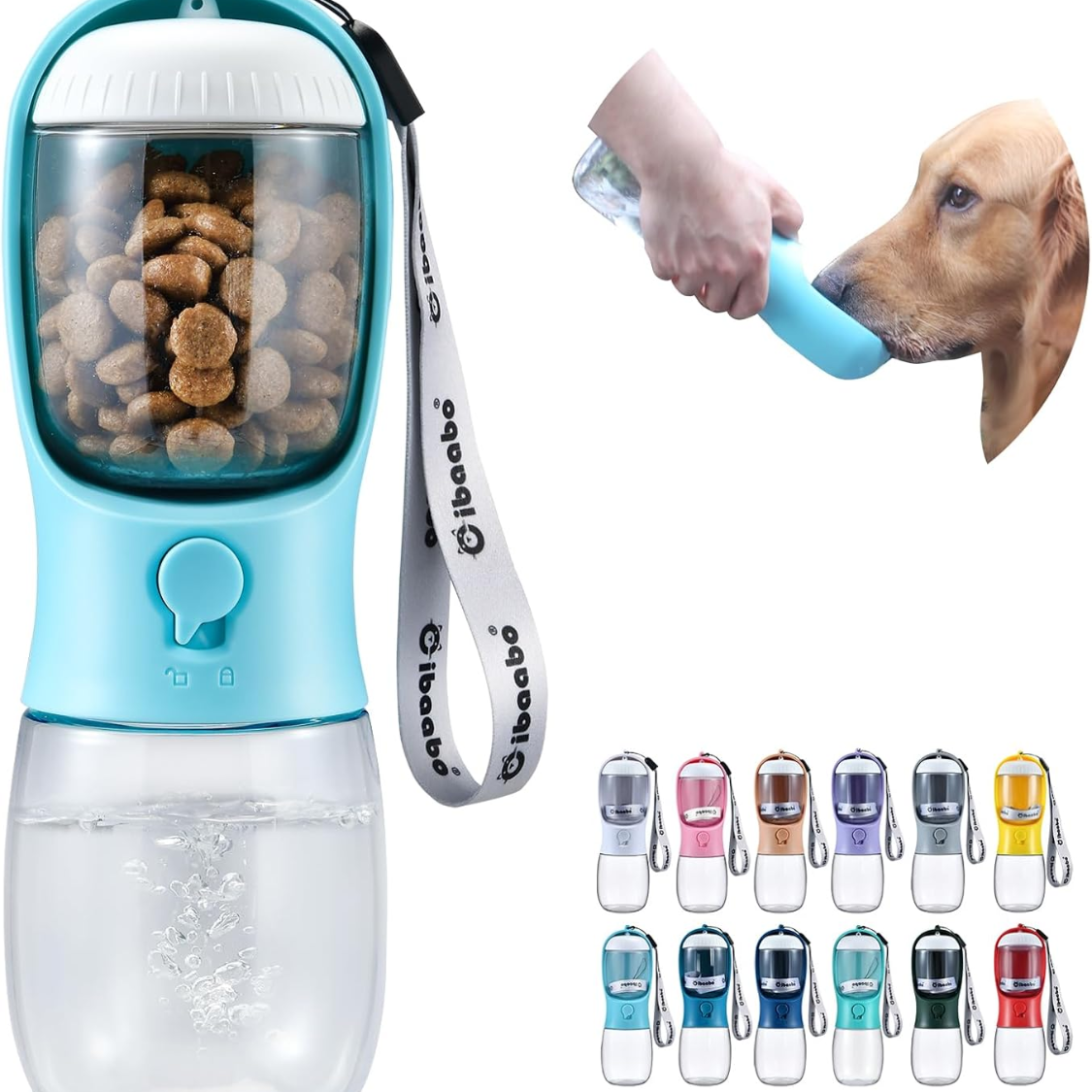Portable Dog Water Bottle With Food Container & Filter, Travel Drinking Bottle For Pets photo 1