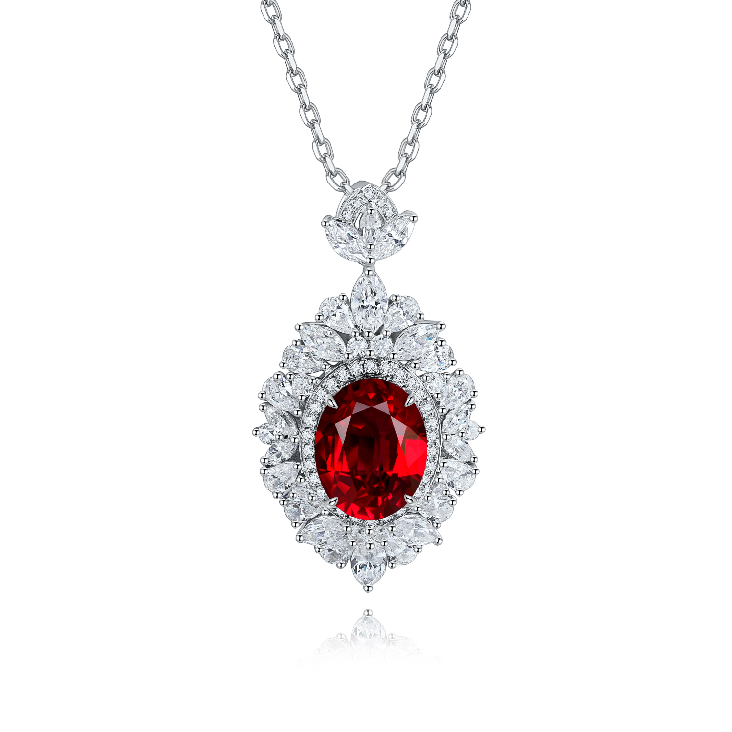 S925 Silver 4.3g Lab-Created Gemstone Necklace, 7.5x10mm Multi-Color, 40&5cm photo 1