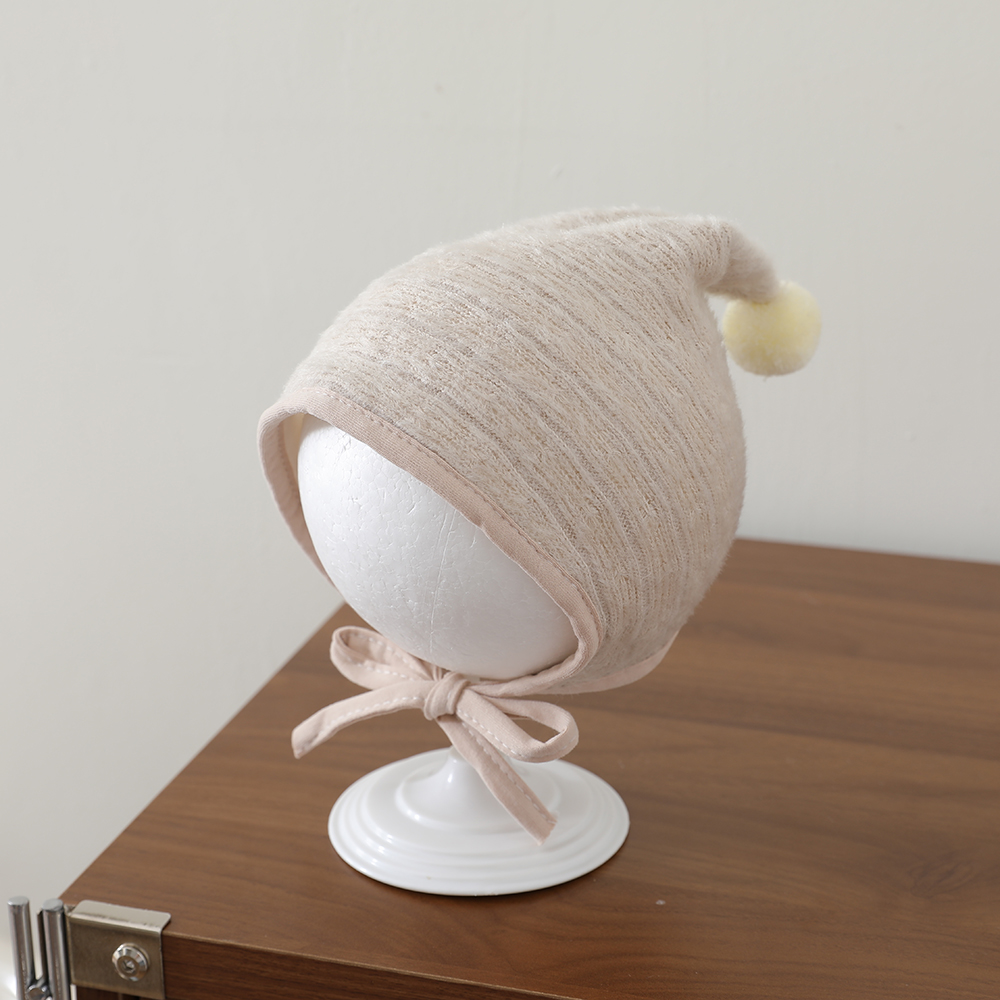 Winter And Autumn Plush Baby Wool Ball Knitted Hat, Soft And Skin-friendly, With Ear Straps For Protection, Suitable For Outdoor Warmth Preservation photo 5