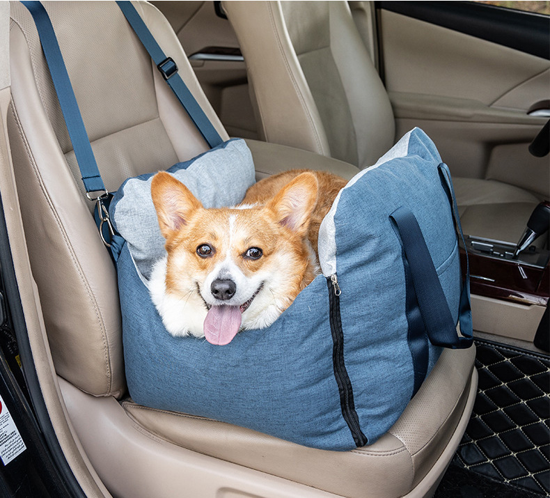 Dog Car Seat Portable Travel Pet Car Bed Safety Carrier Anti Escape Dog Booster Seat For Small Medium Dogs Cats Washable Soft Pet Car Seat With Storage Pocket & Safety Leash photo 2