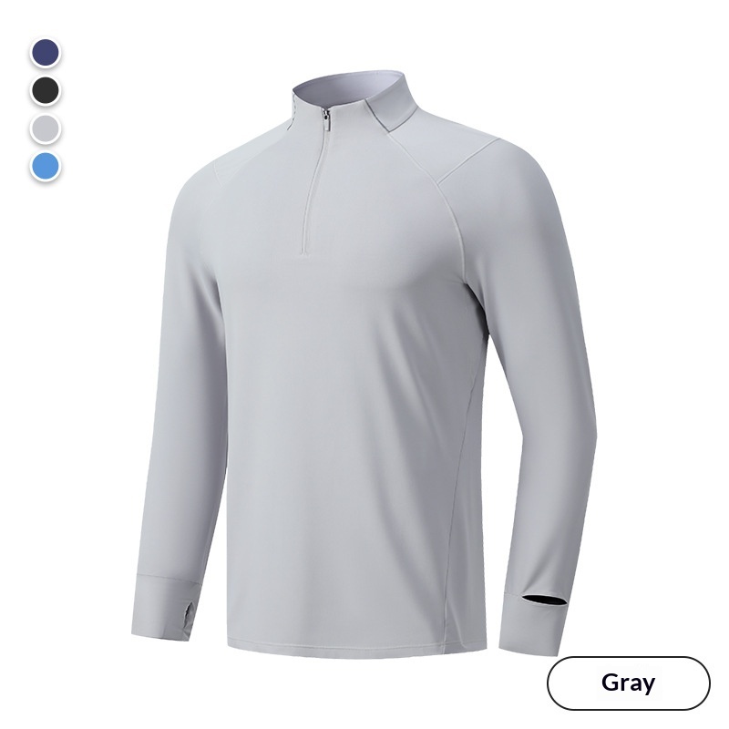 Workout Clothes Men's And Women's Same Spring And Autumn Half Zipper High Collar Quick-drying Long Sleeve Outdoor Sports Training Running Cycling Clothes photo 8