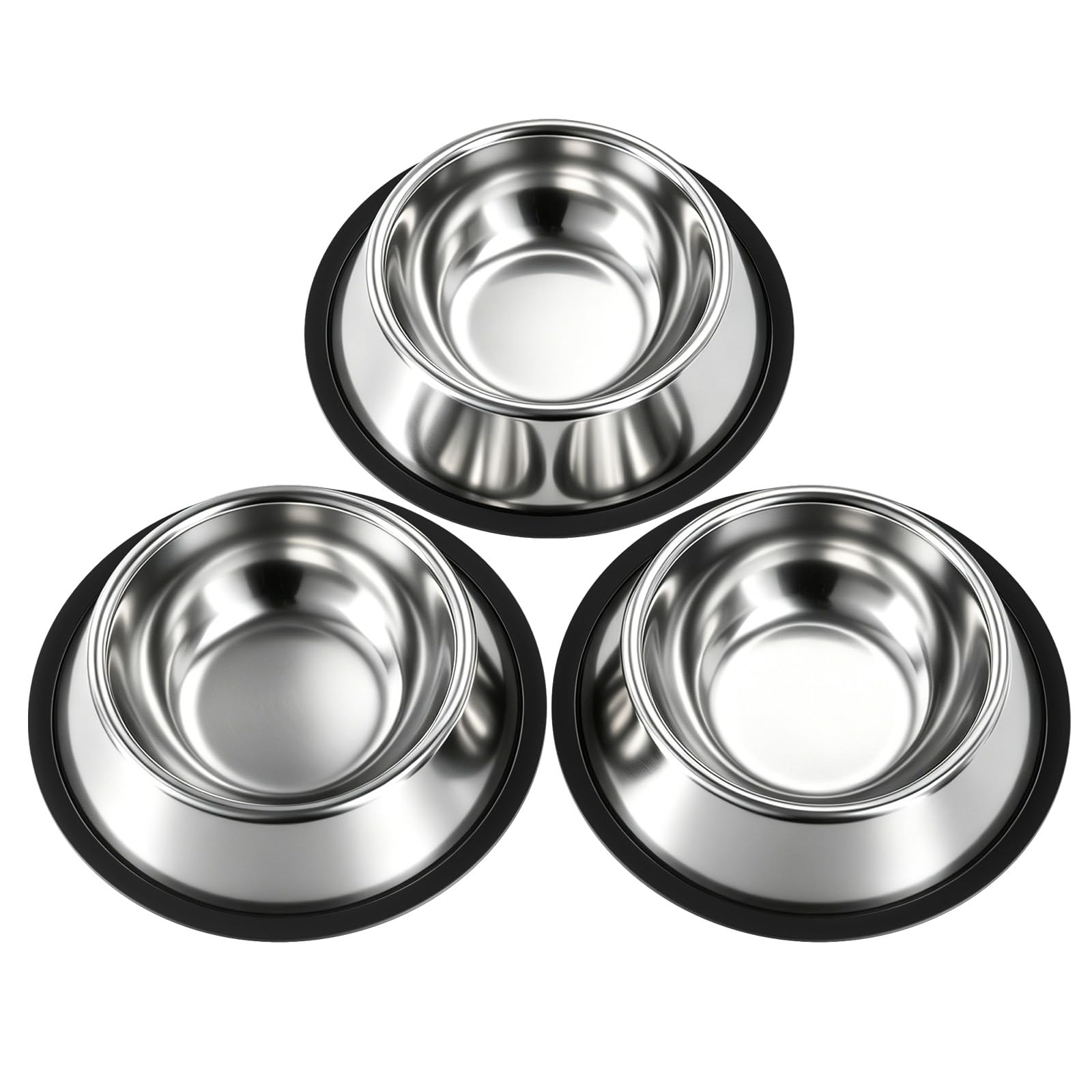 Stainless Steel Dog Bowls, 3 Pack, Non-Slip Dog Bowl Set, 13 Oz Dog Food Bowl, Dog Bowl No Spill, Dog Food And Water Bowl Set, Water Bowl, Dog Dish, Pet Food Bowls, No Tip Dog Bowls photo 1
