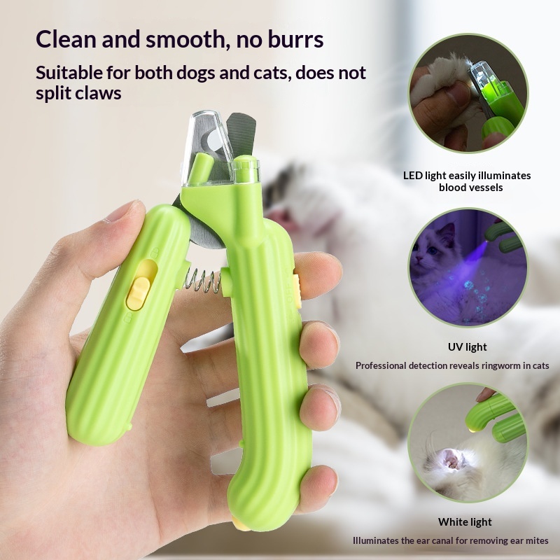 Cactus Pet Nail Clippers Cat Nail Clippers Dog Nail Clippers Electric LED Blood Line Pet Supplies Cross-border photo 1