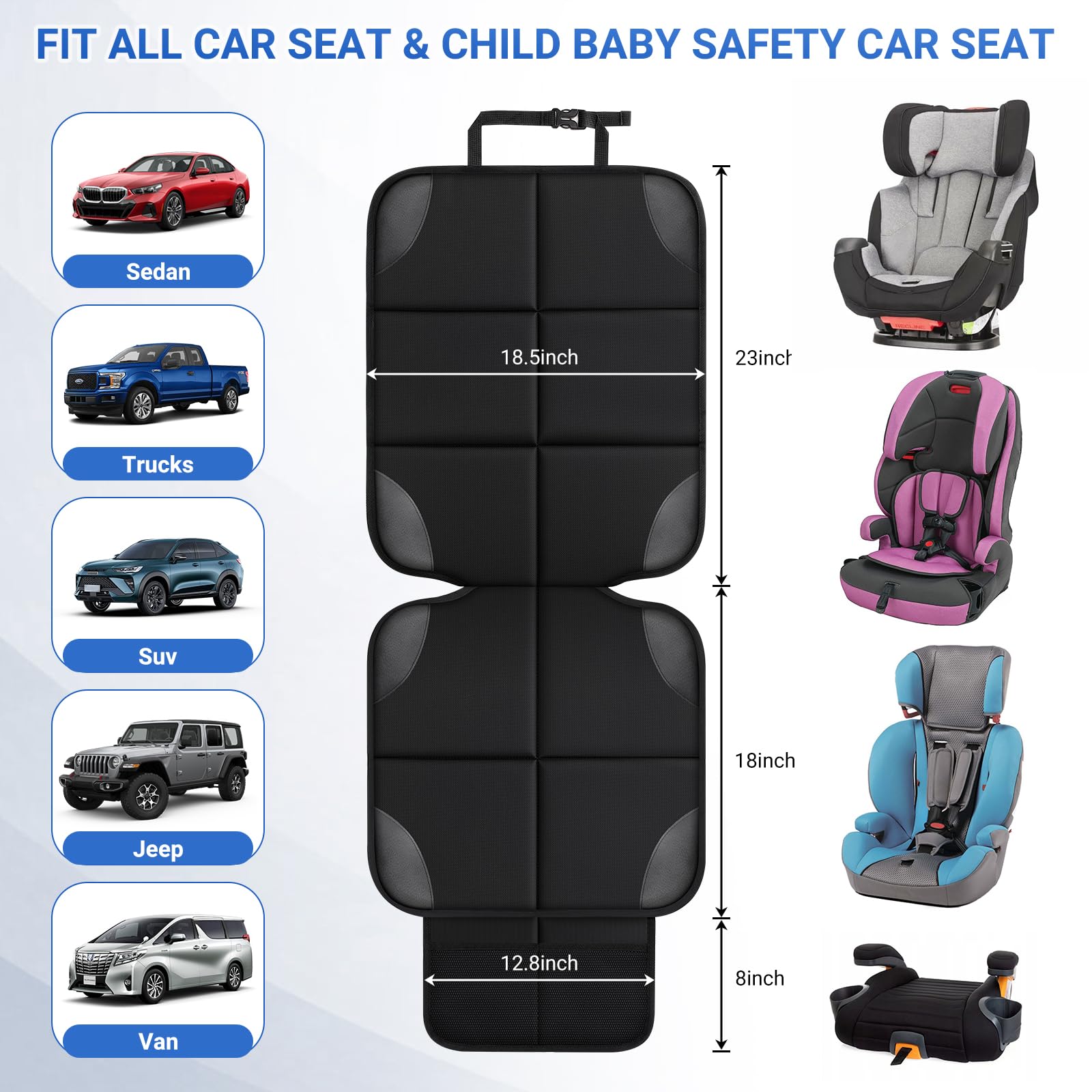 Car Seat Protector 2 Mesh Pocket Waterproof Car Seat Covers, Universal Size, Baby, Pet, Children's Car Seat Protector, Anti Slip Bottom  1 Piece photo 7