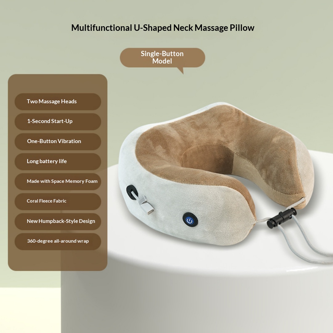 Multifunctional U-Shaped Pillow Memory Foam Portable Car Travel Electric Neck Cervical Spine Massager U-Shaped Massage Pillow photo 2