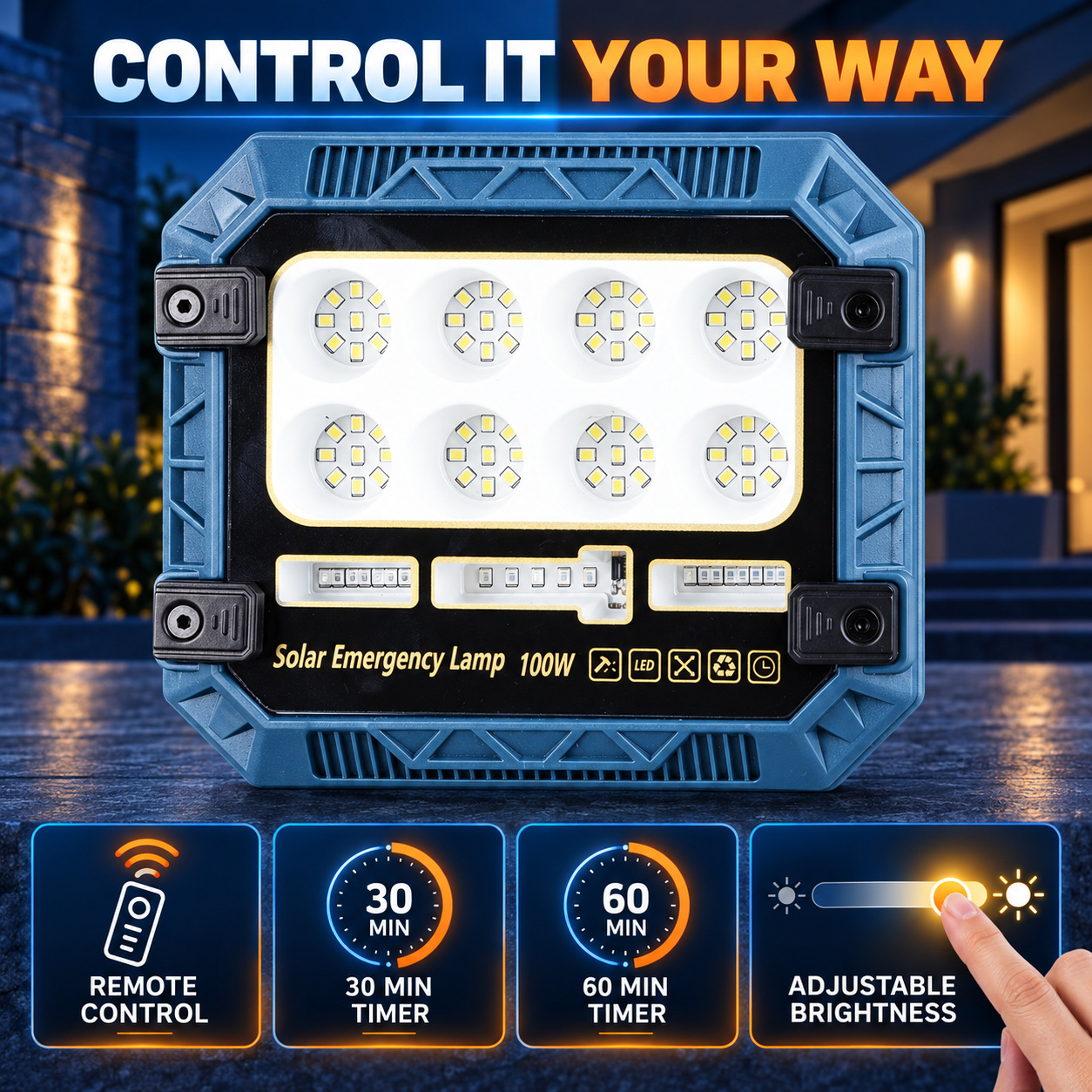 Solar Powered Rechargeable Battery Display 18650 W8112 1 3600mAh LED Flood Light 72 3 1W photo 5