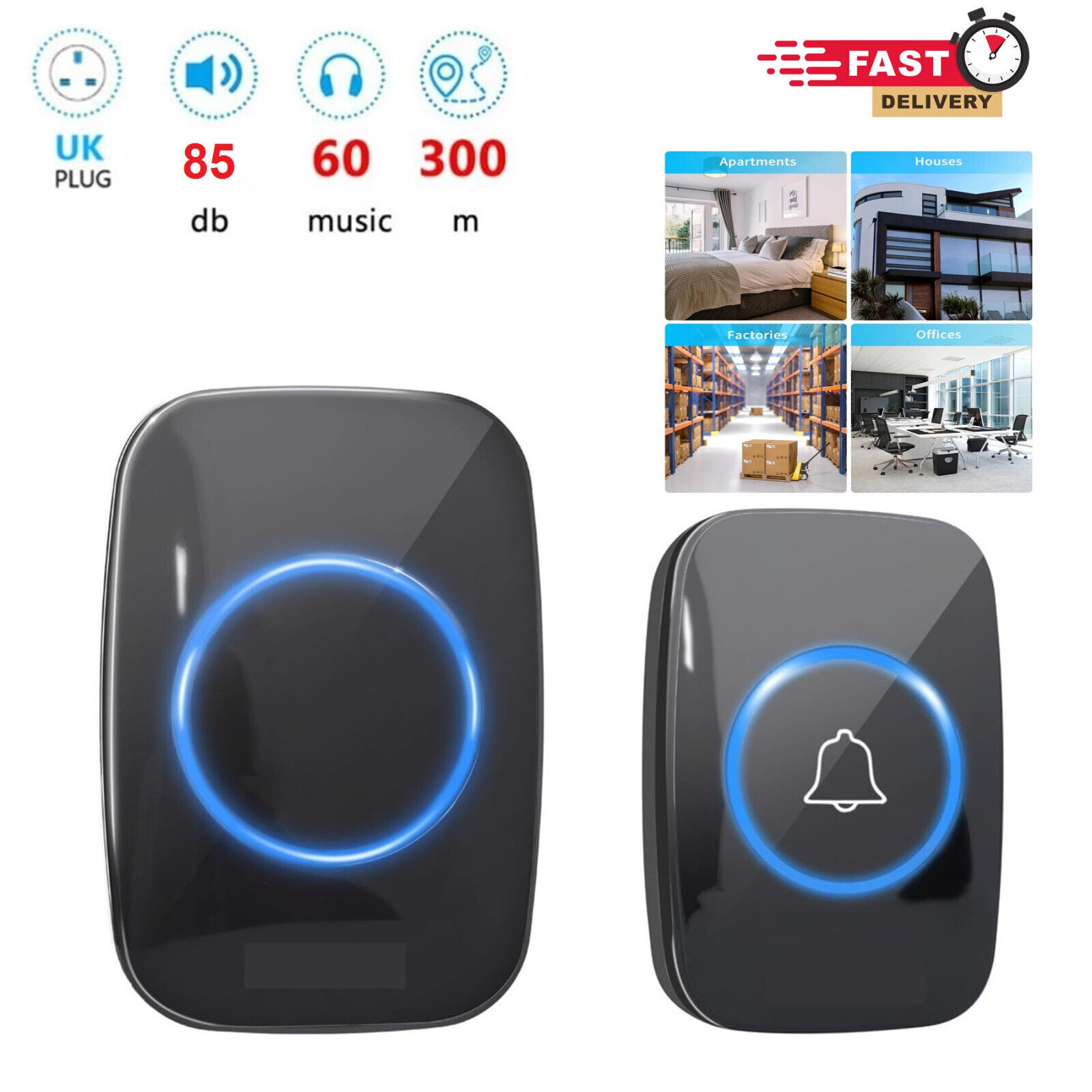 1O00ft Wireless Door Bells Waterproof Long Range Battery Home Cordless Doorbell photo 5
