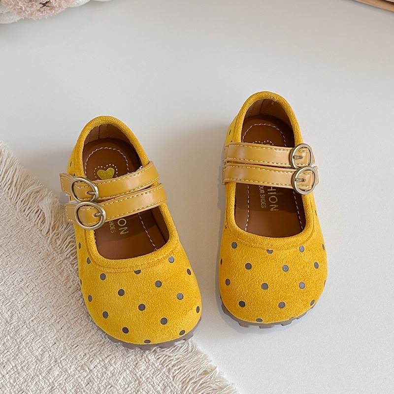 2026 Spring & Autumn New Kids Forest Style Polka Dot Leather Shoes, Korean Style Girls Shallow Mouth Princess Shoes, Soft Sole Casual Flats photo 4