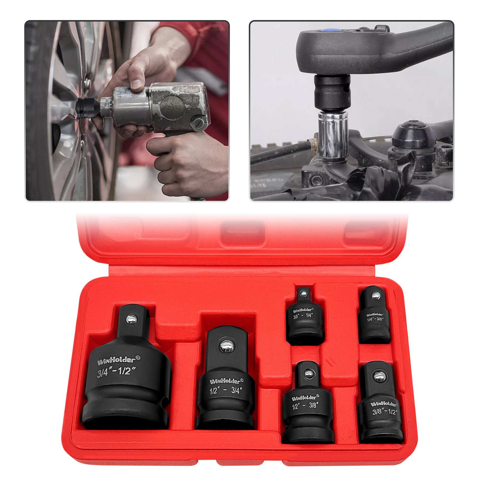 6Pcs Impact Adapter Reducer Socket Converter Set 3 4  1 4 3 8  Female To Male photo 7