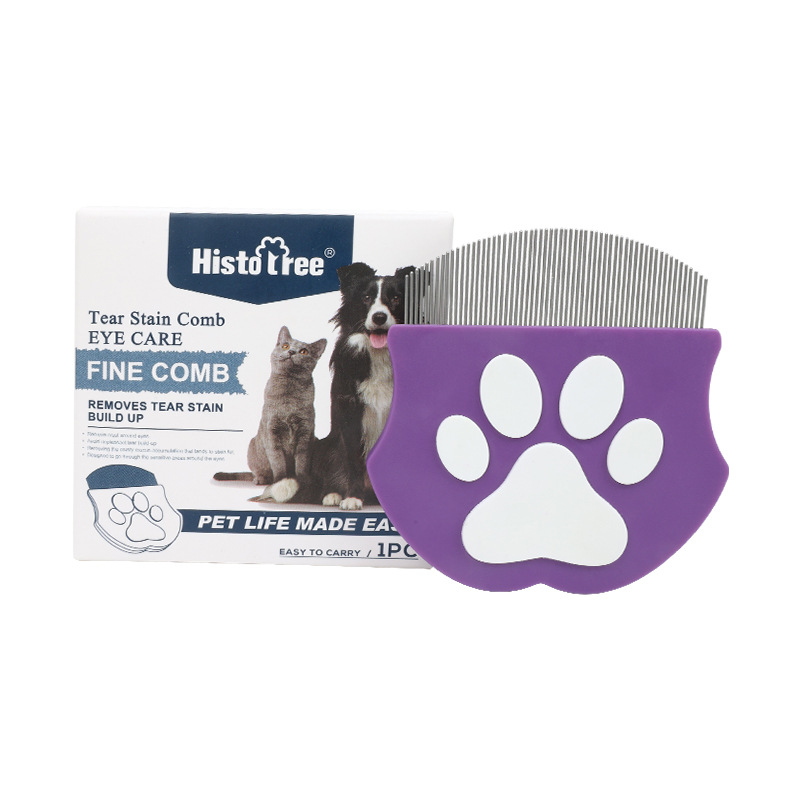Professional Eye Comb For Cats & Dogs, Blue  Stainless Steel Dog Eye Booger Comb,Portable Eye Gunk Removal Grooming Tool For Fur Debris Dirt,Gentle Round-Head Grooming Tool photo 4
