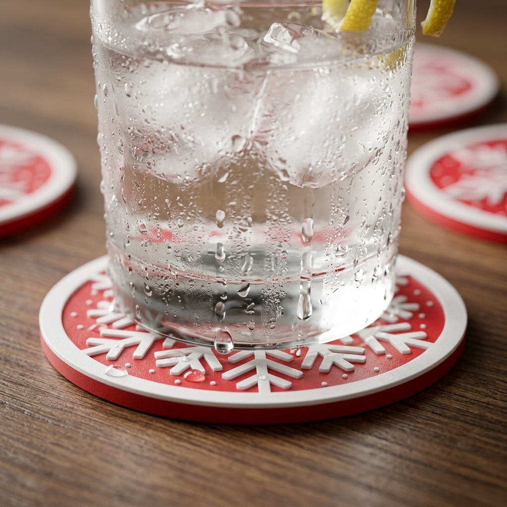 3D Printed Christmas Snowflake Coaster Set With Storage Holder, Holiday Drink Coasters For Home Table Decor photo 5