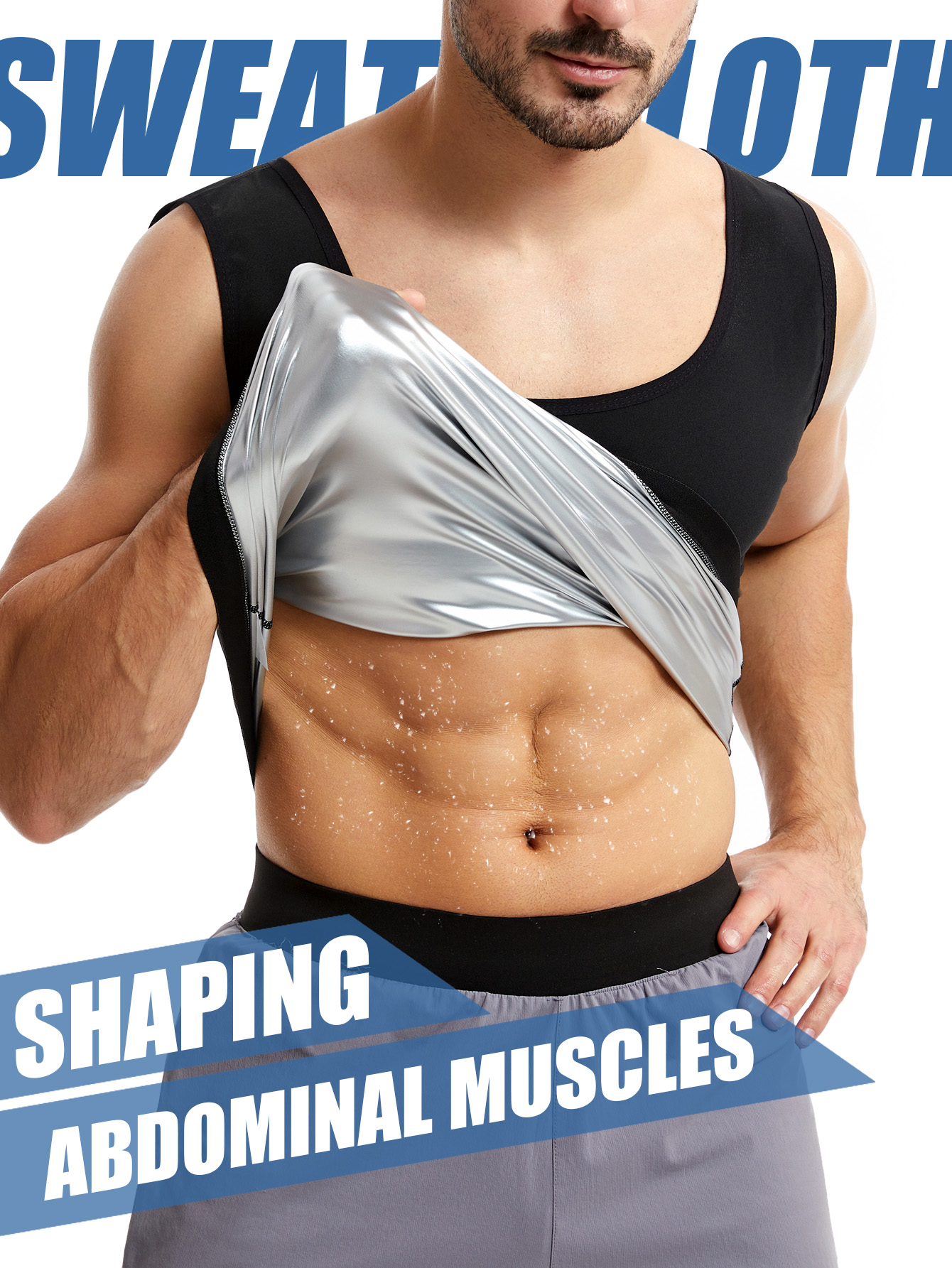 Sports Fitness Zipper Body Shaping Sweat Suit, Tummy Control Tight-Fitting Yoga Sauna Suit, Corset Vest For Men And Women, Short-Sleeved Quick-Drying photo 6