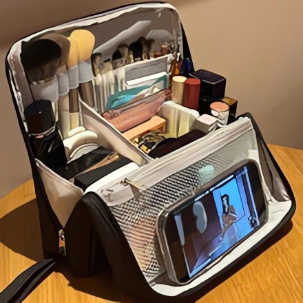 Vertical Cosmetic Bag Magnetic Vertical Large-capacity Portable Travel Cosmetic Toiletry Bag High-value Cosmetic Storage Bag photo 3