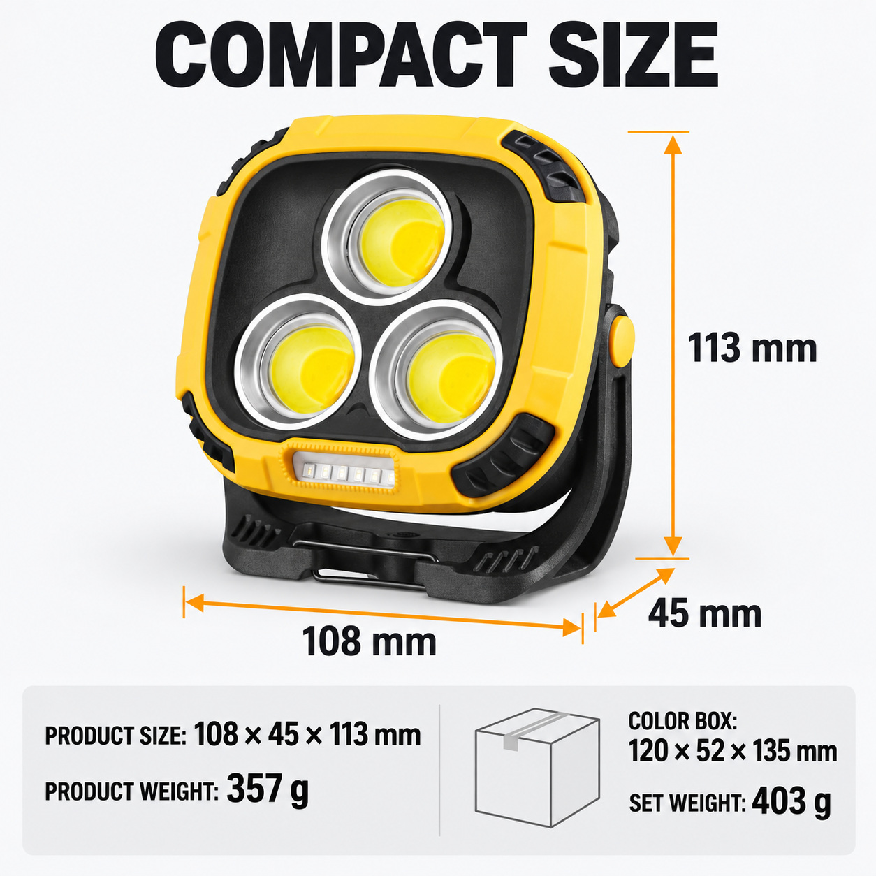 Rechargeable Magnetic Battery Display Type C LED Work Light Base Hanging W891 2 Hook Flood photo 8