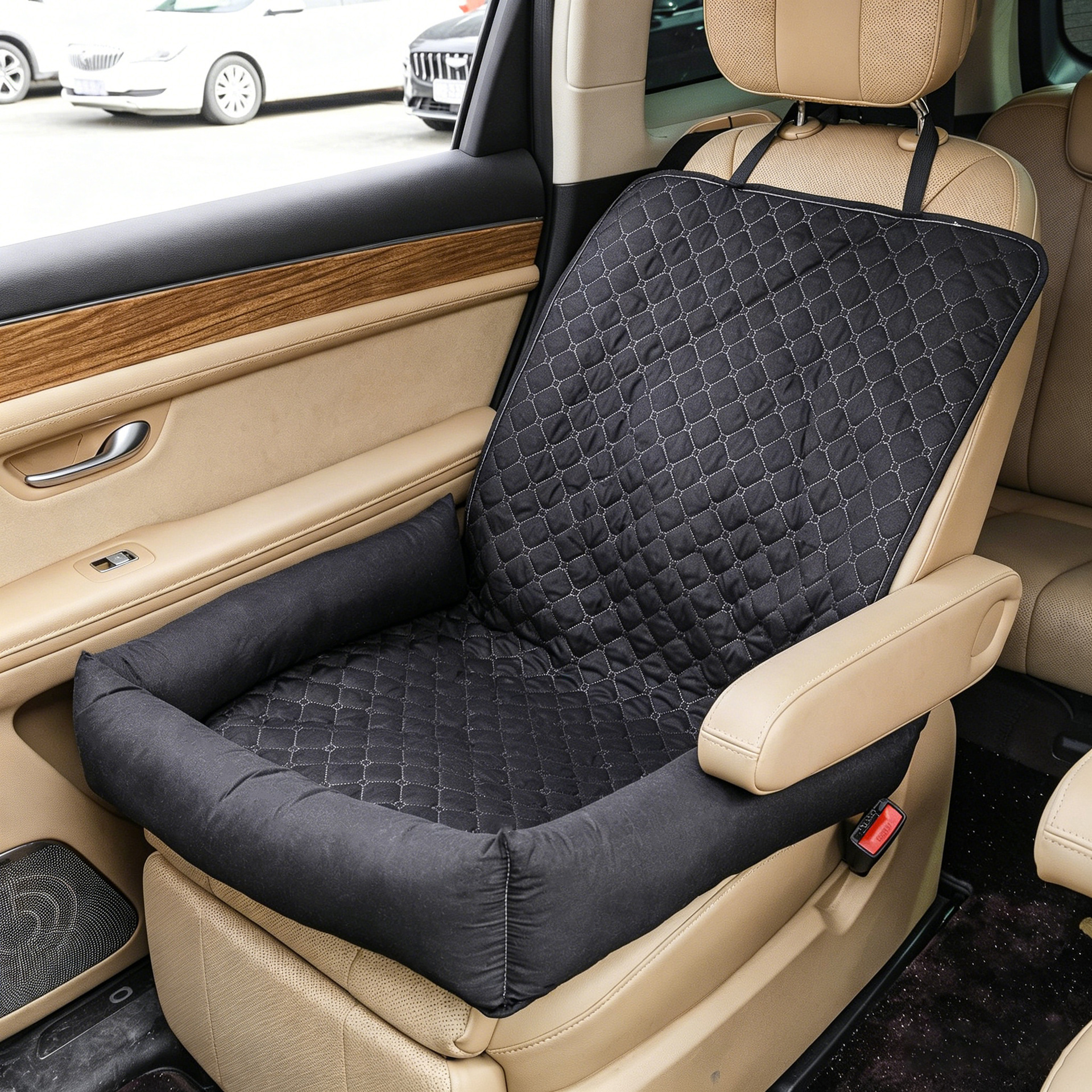 Dog Car Seat For Small Medium Dogs, Pet Front Seat Protector, Black Waterproof & Scratch-Proof Dog Car Seat Cover Booster Sofa, Non-Slip Portable Travel Safety Pet Carrier Bed For Car Truck SUV photo 2