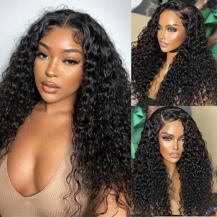 13x4 Lace Front Human Hair Wig Natural Color Deep Wave Density photo 6