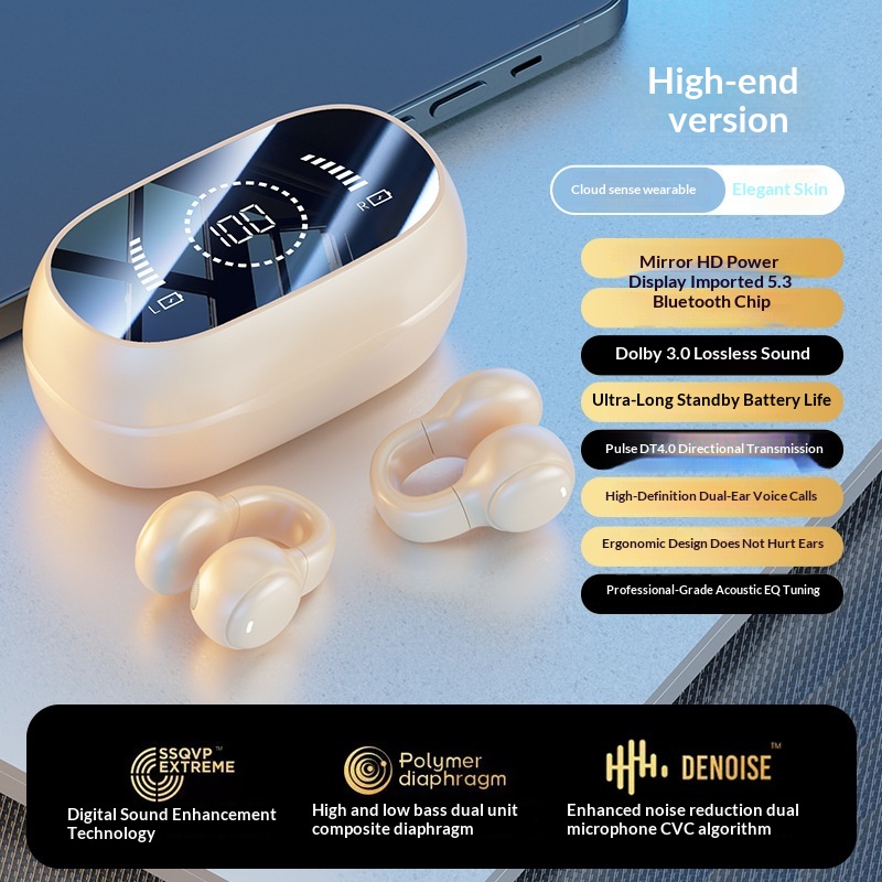 M47 Cross Border Explosion Private Ear Clamp Bone Conductive Earphone No In Ear Motion Digital Display Bluetooth Headphones Wholesale photo 2