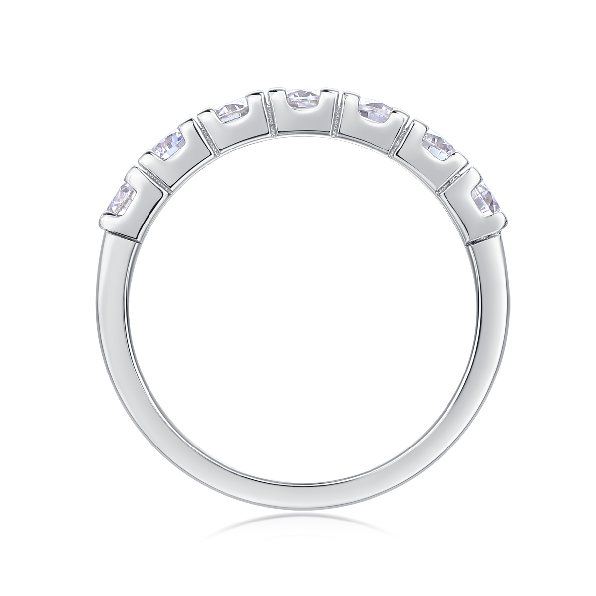 S925 Silver 1.7g Platinum Plated Moissanite Ring, 7x 3.0mm D VVS1 Half Eternity Band, GRA Certified US 5-9 photo 5