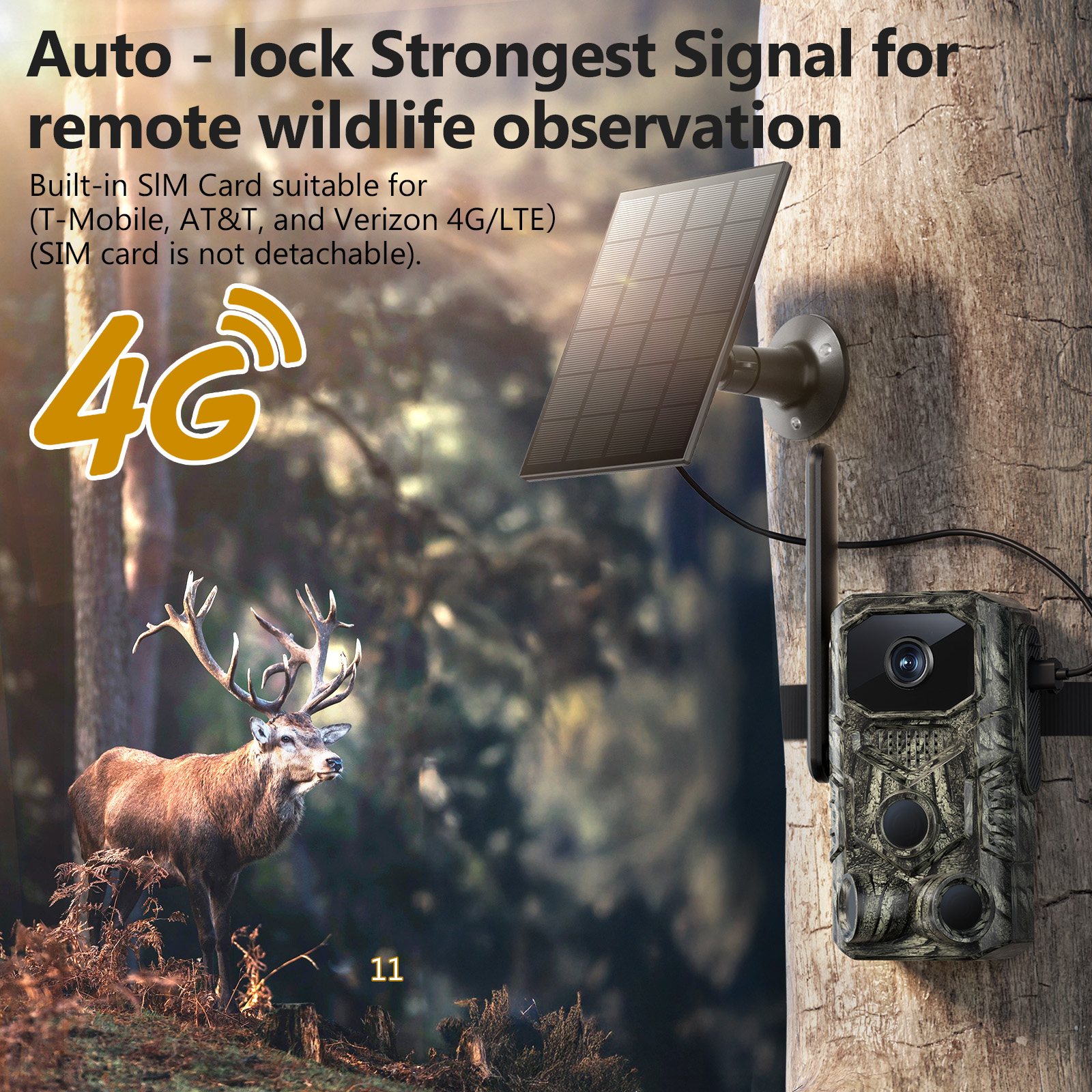 4G GPS Hunting Outdoor Trail Camera Wide Angle 4MP Camouflage Wildlife Deer Monitoring Solar Hunt Camera photo 3