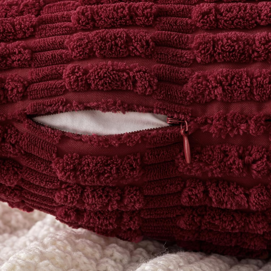 Christmas Corduroy Decorative Throw Pillow Covers 18x18 Burgundy photo 3