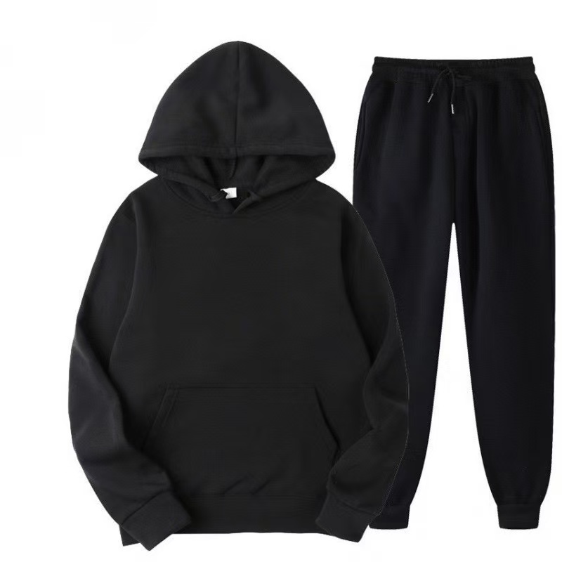 2025 New Men Spring Autumn Solid Hoodie 2Pcs Tracksuit Casual Sport Suit photo 1