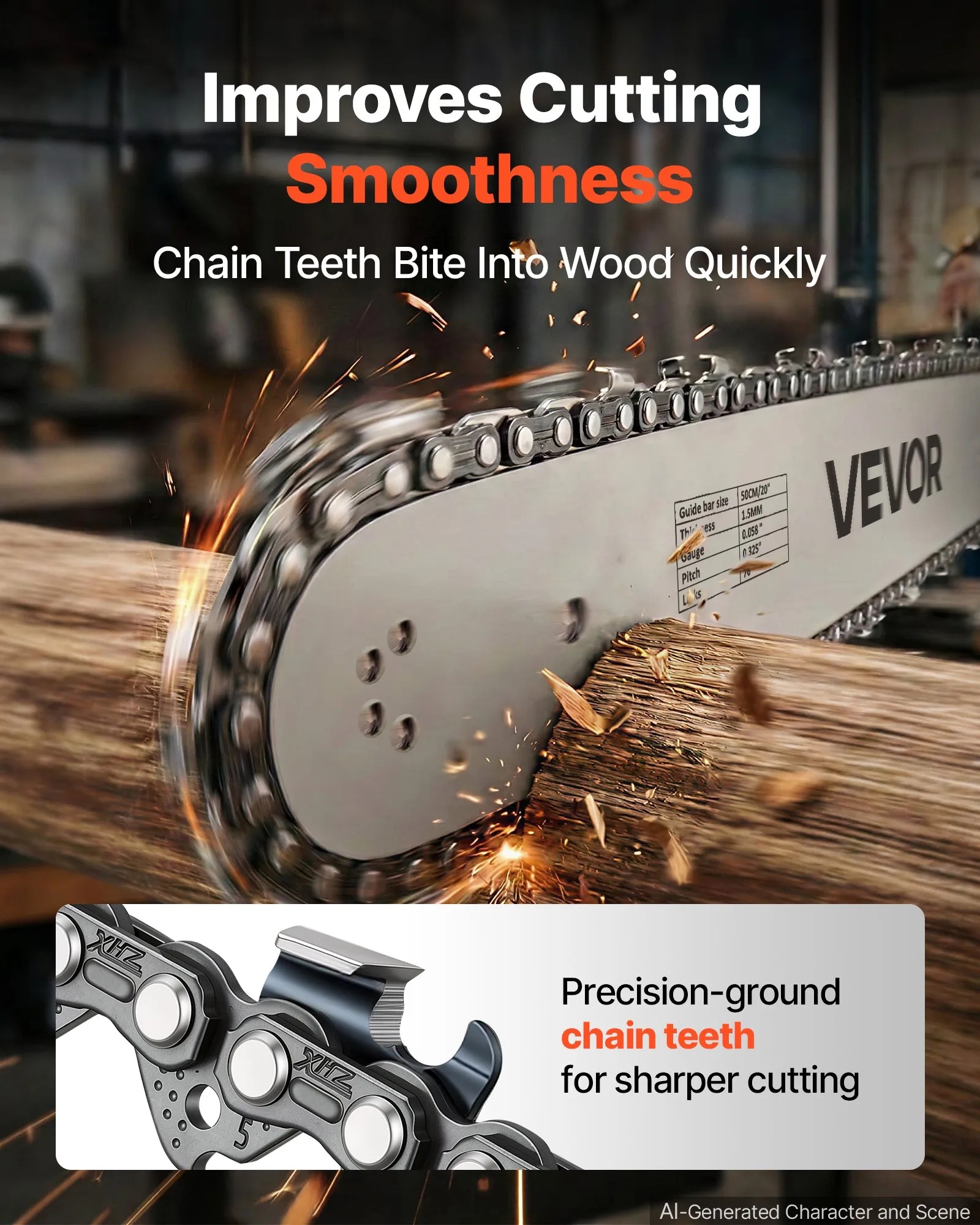 Gas Powered Chainsaw 20 Inch 58CC 3.22HP 2 Stroke Engine Gas Chainsaw, For Wood Cutting, Tree Trimming & Land Clearing, Throttle-Synced Choke, Power Chain Saw With Non-Slip Handle & Dual Tanks photo 6