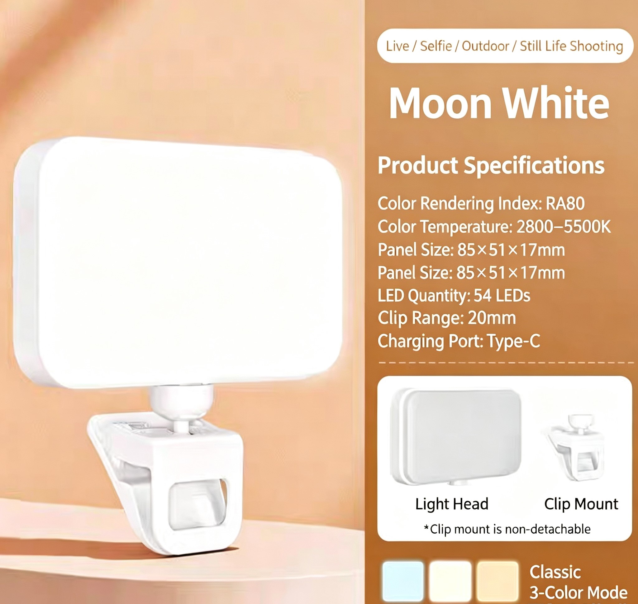 Mini Portable Hand Held LED Fill Light Adjustable Photography Video Lighting Lamp For Phone Live Streaming Food Shooting Outdoor Ambient Fill Lamp photo 2