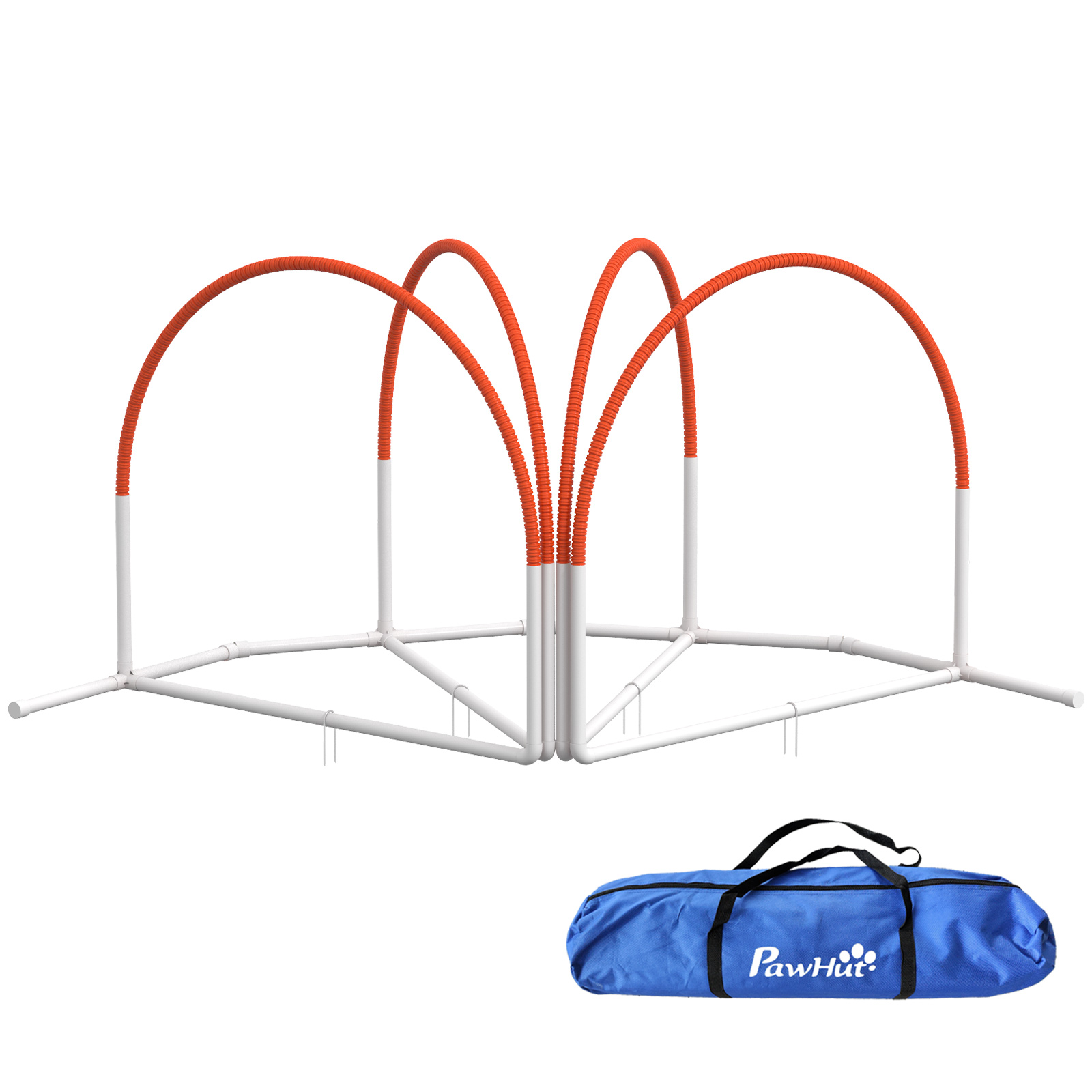 4 PCS Dog Agility Weave Poles Set Outdoor Training Equipment With Oxford Carry Bag Orange photo 2