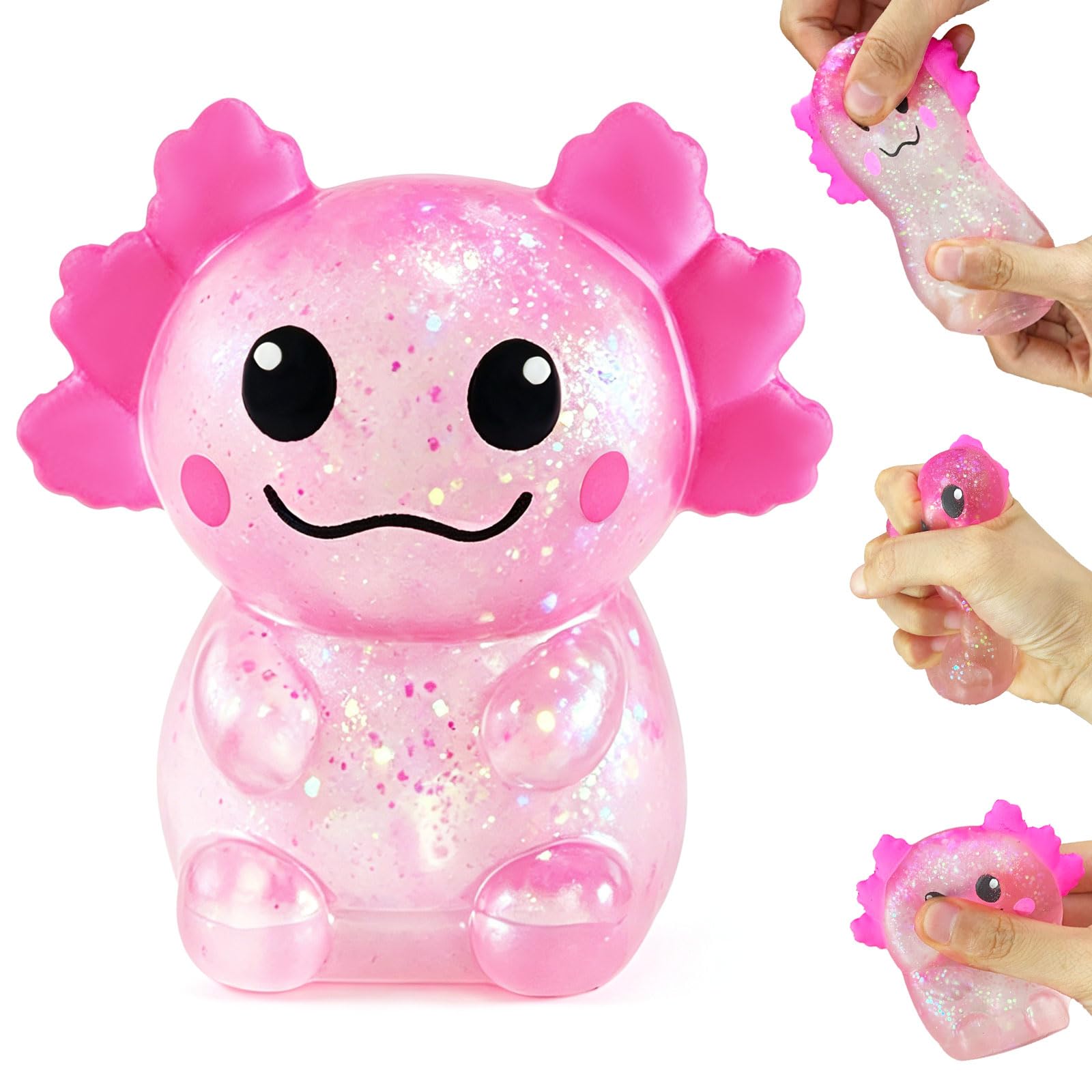 1PCS Glitter Axolotl Squishy, Slow Rising Squeeze Toy, Cute Axolotl Fidget Toy For Stress Relief, Calming Sensory Toy For Kids Adults, Party Favor Gifts photo 1