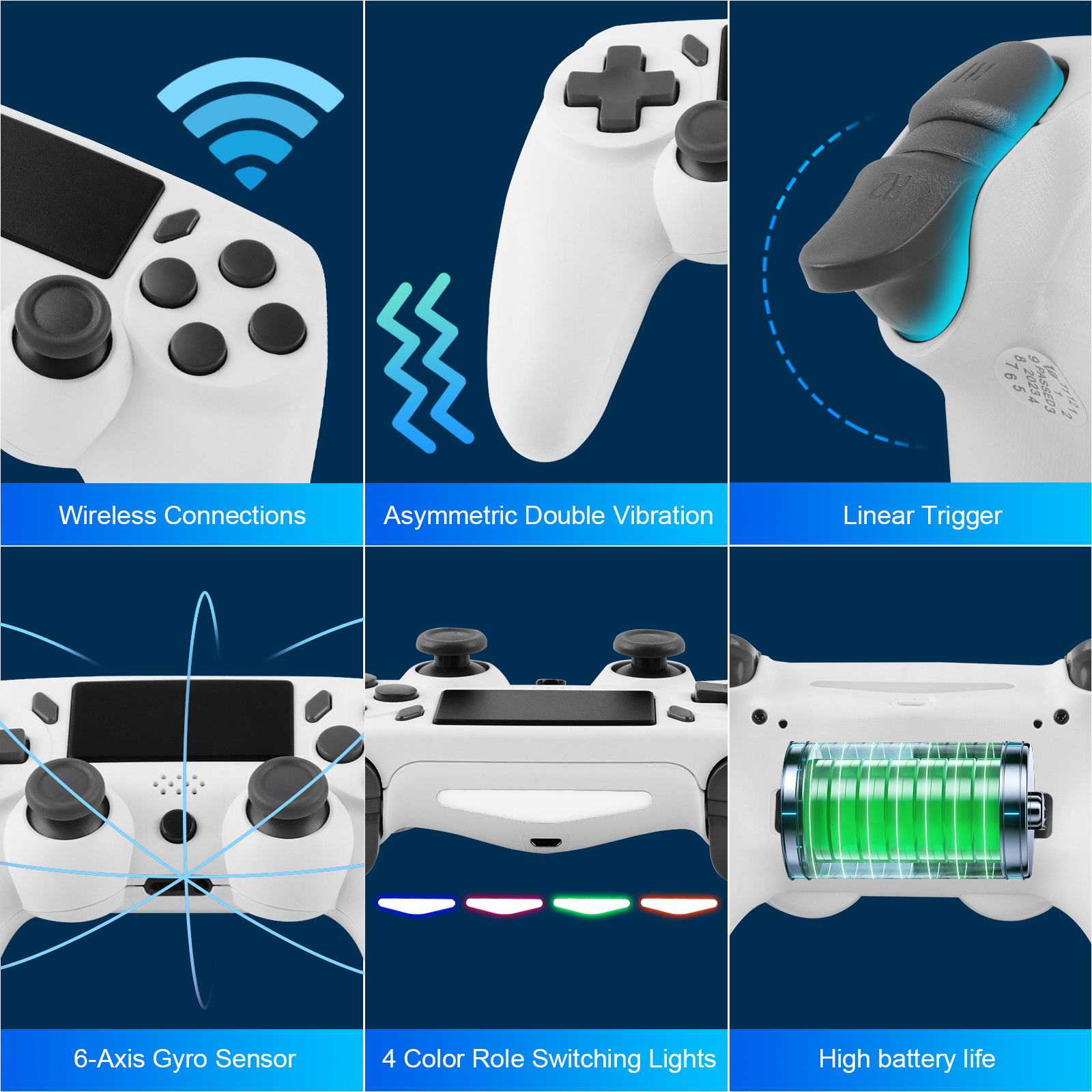 The Manufacturer's PS4 Game Controller Features A Six-axis Gyroscope With Dual Vibration Motion Sensing, A PC Computer, And A PS4 Wireless Bluetooth Game Controller photo 5