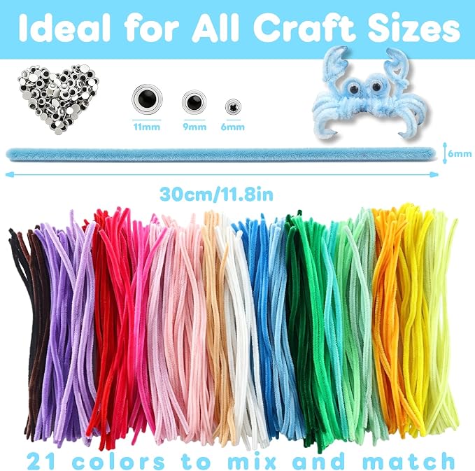 300-Piece Pipe Cleaners Chenille Stems 20 Colors Fuzzy Bendable Craft Sticks For DIY Arts And Crafts photo 3