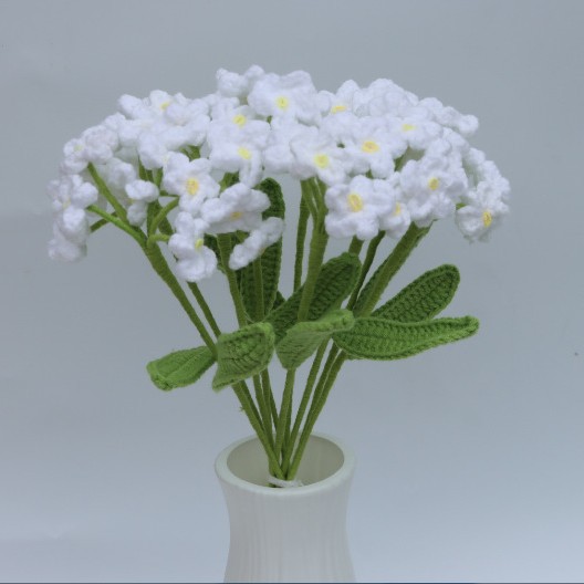 Handmade Crochet Forget Me Not Bouquet Finished Yarn Everlasting Flower Artificial Knitted Yarn Flower Valentine's Day Gift photo 2