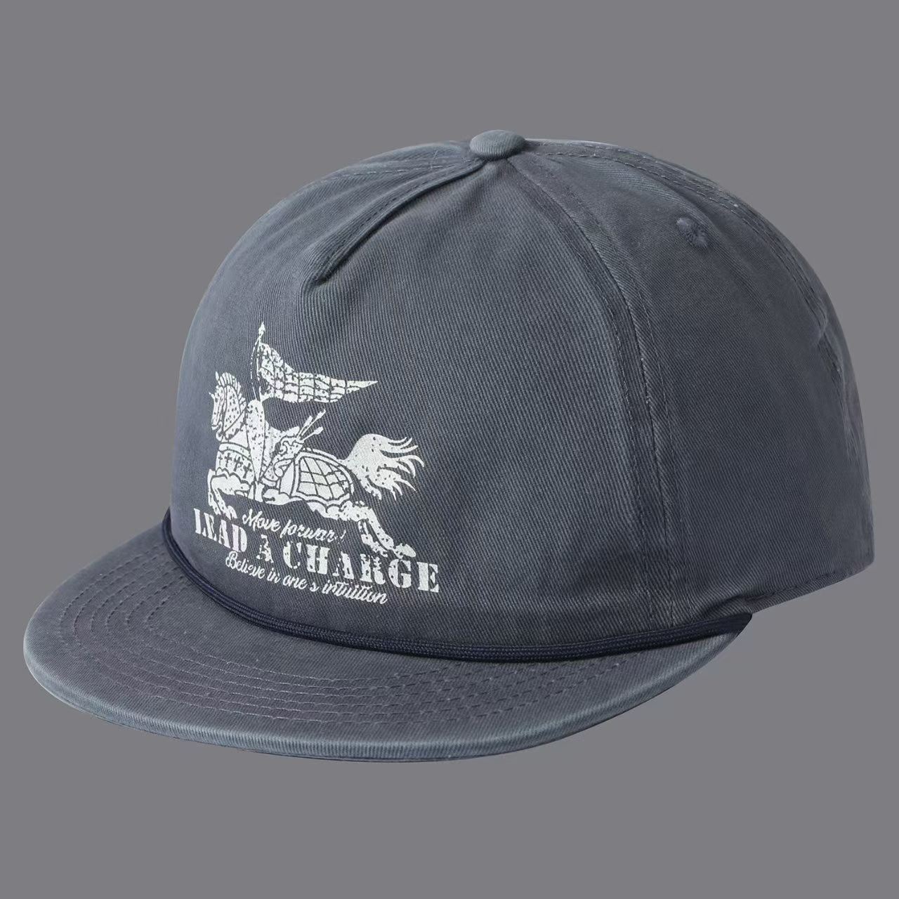 Printed Warhorse Flag With Lettered Band And Flat Brim Baseball Cap, Men's And Women's Versions, Suitable For Casual, Sports And Travel Wear. photo 4