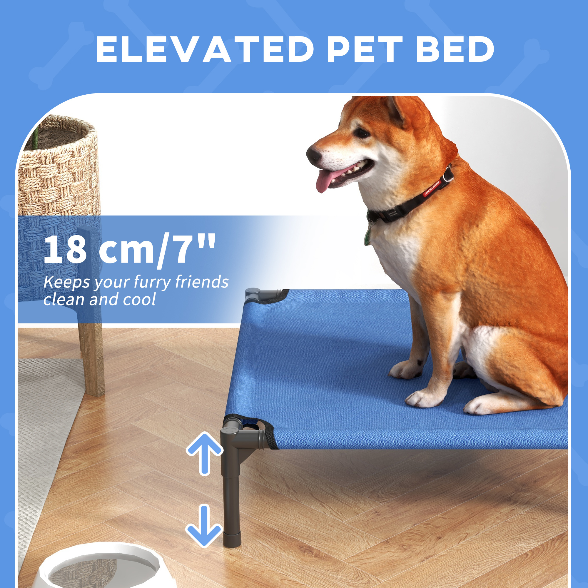 Elevated Dog Bed Raised Pet Cot With Sturdy Metal Frame And Breathable Oxford Fabric For Indoor Outdoor Travel photo 1