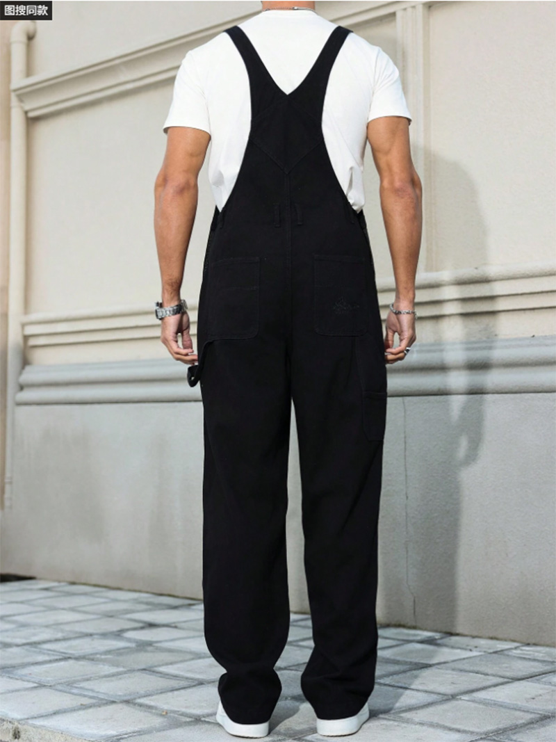 Black Denim Overalls Men Plus Size Big And Tall Relaxed Loose Fit Workwear Bib Overalls US Ready Stock photo 8