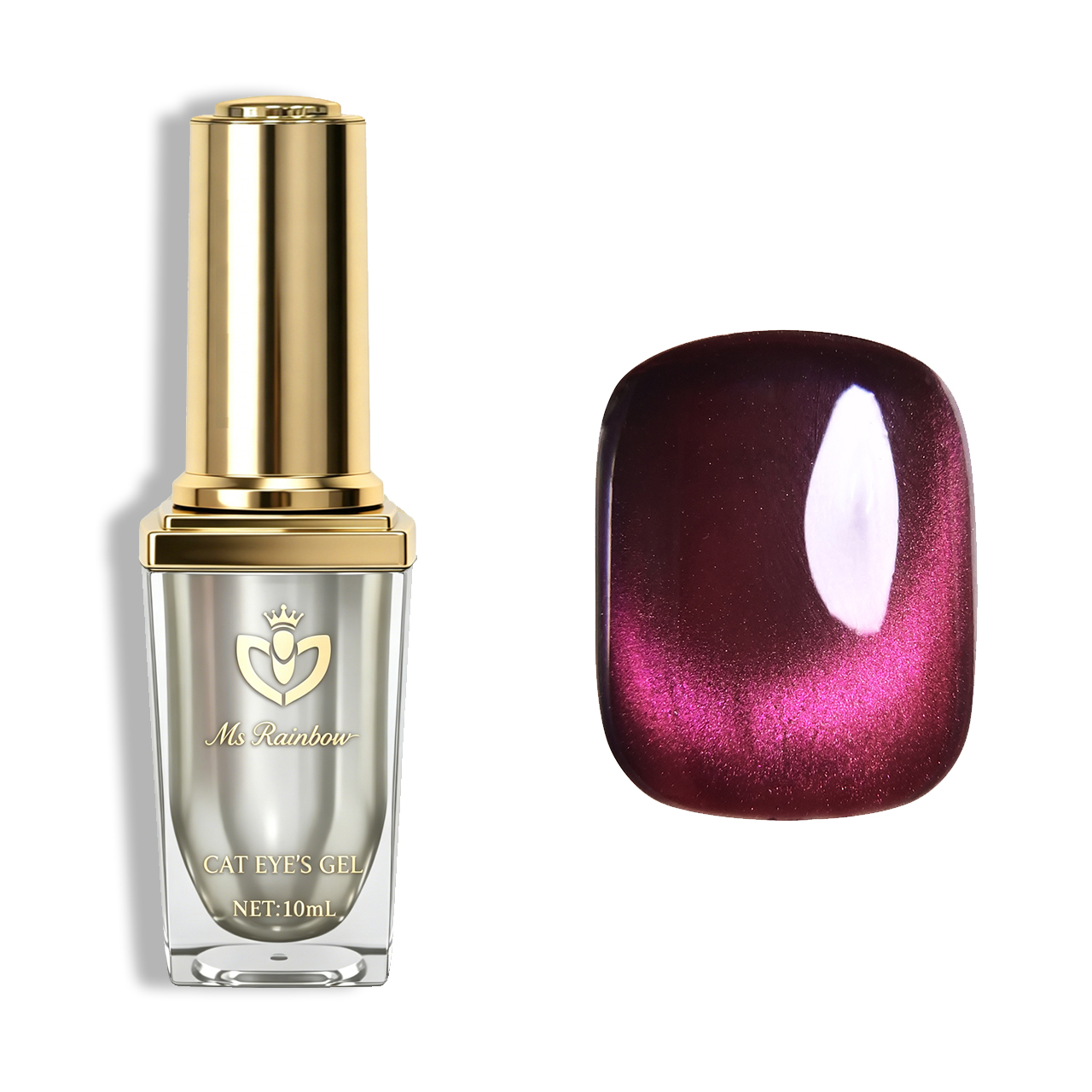 Ms Rainbow Starry Series01 Cat Eye Gel Polish, 10Ml Burgundy Magenta Magnetic Nail Gel, LED Soak Off Manicure Gel For Salon And Nail Art photo 2