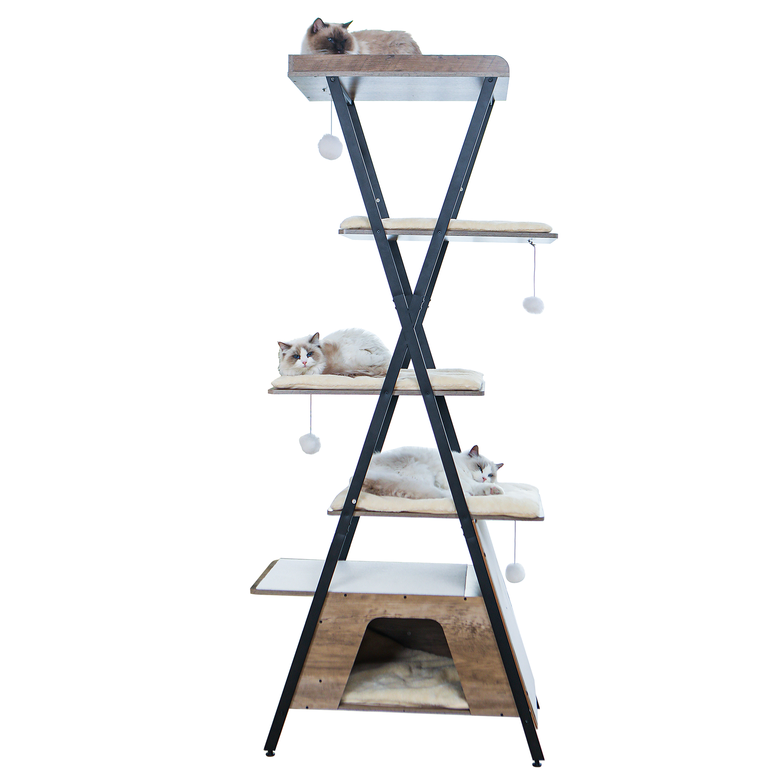73in Modern Cat Tower For Indoor Cats - Multi-Level Cat Tree With Scratching Posts, Caves, Large Perch & Removable Pads - Wooden Cat Furniture photo 2