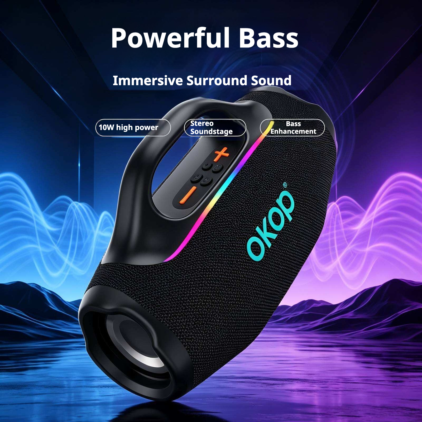 KP-879 Best-selling Wireless Bluetooth Speaker Portable Handle RGB Lighting Long Battery Life High Volume Factory Direct Stock photo 6