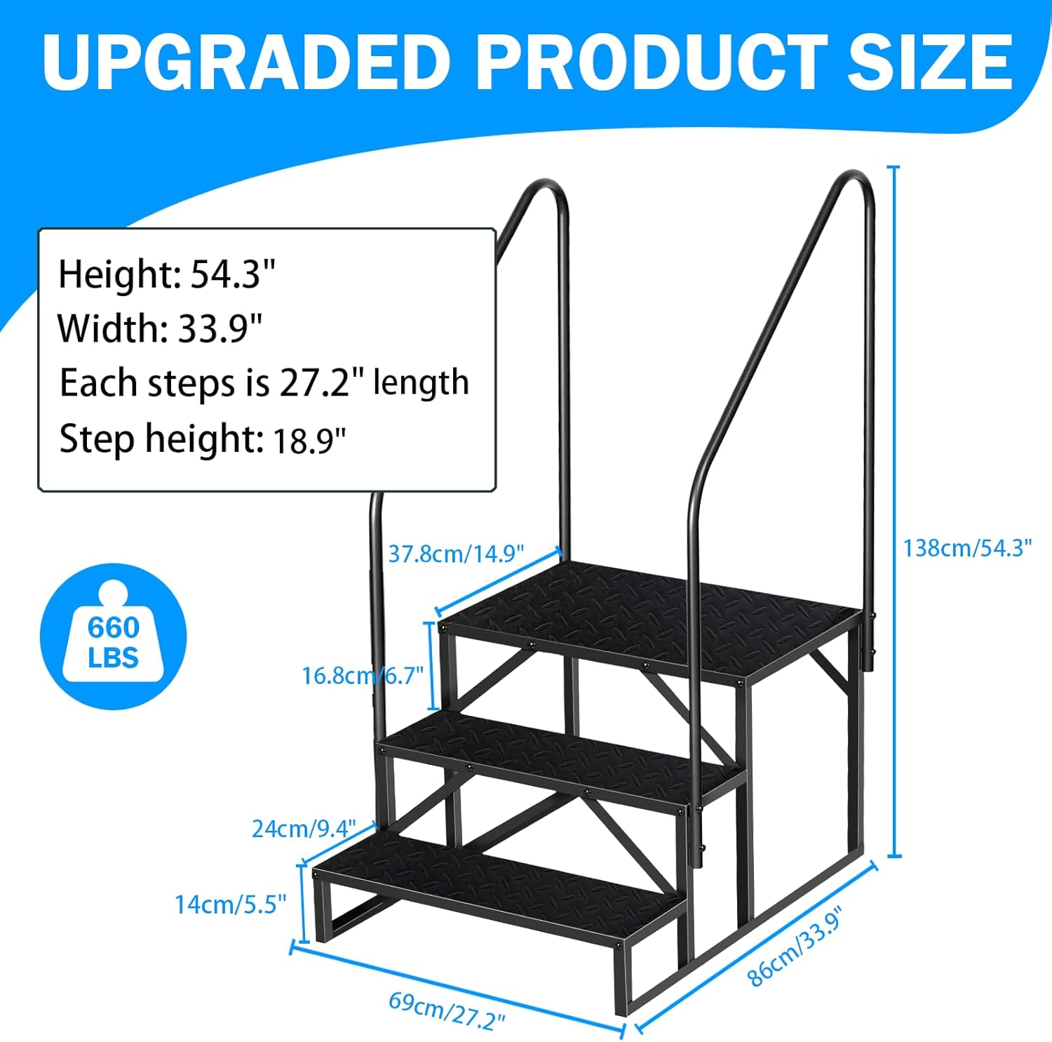 The Third Level Staircase Of The RV, The Upgraded Version Of The RV Staircase With Handrails, The Heavy-duty RV Staircase With Anti-skid Pedals, Are Only Suitable For TEMU Self Pickup photo 2
