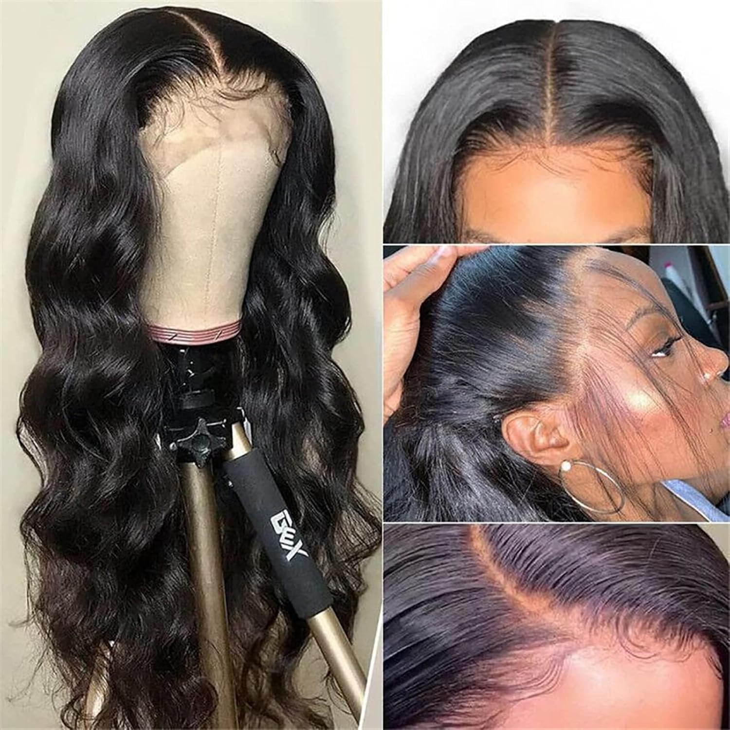 4x4 Lace Human Hair Wig Body Wave Natural Color Density photo 5