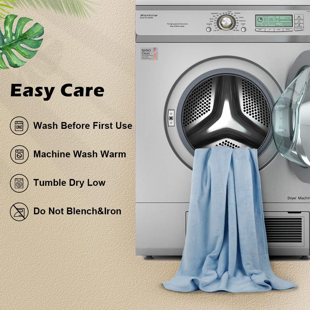 Blue Microfiber Bath Towels 2 Units, 27x54 Inch Soft Quick Dry Towels For Bathroom, Sports, Yoga, Spa And Fitness photo 3