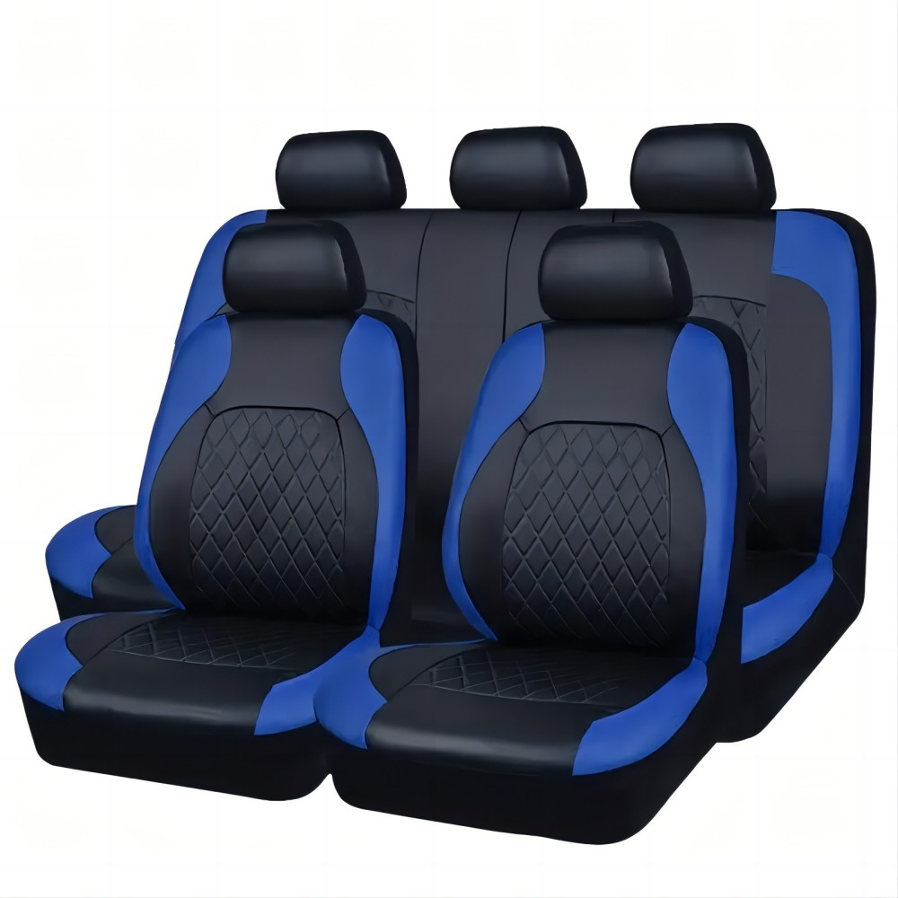 5-Seat Car Seat Cover, Single-Stitch Diamond Pattern, Quilted And Embroidered, Synthetic Leather, PVC Leather, Exported To Europe And America photo 3