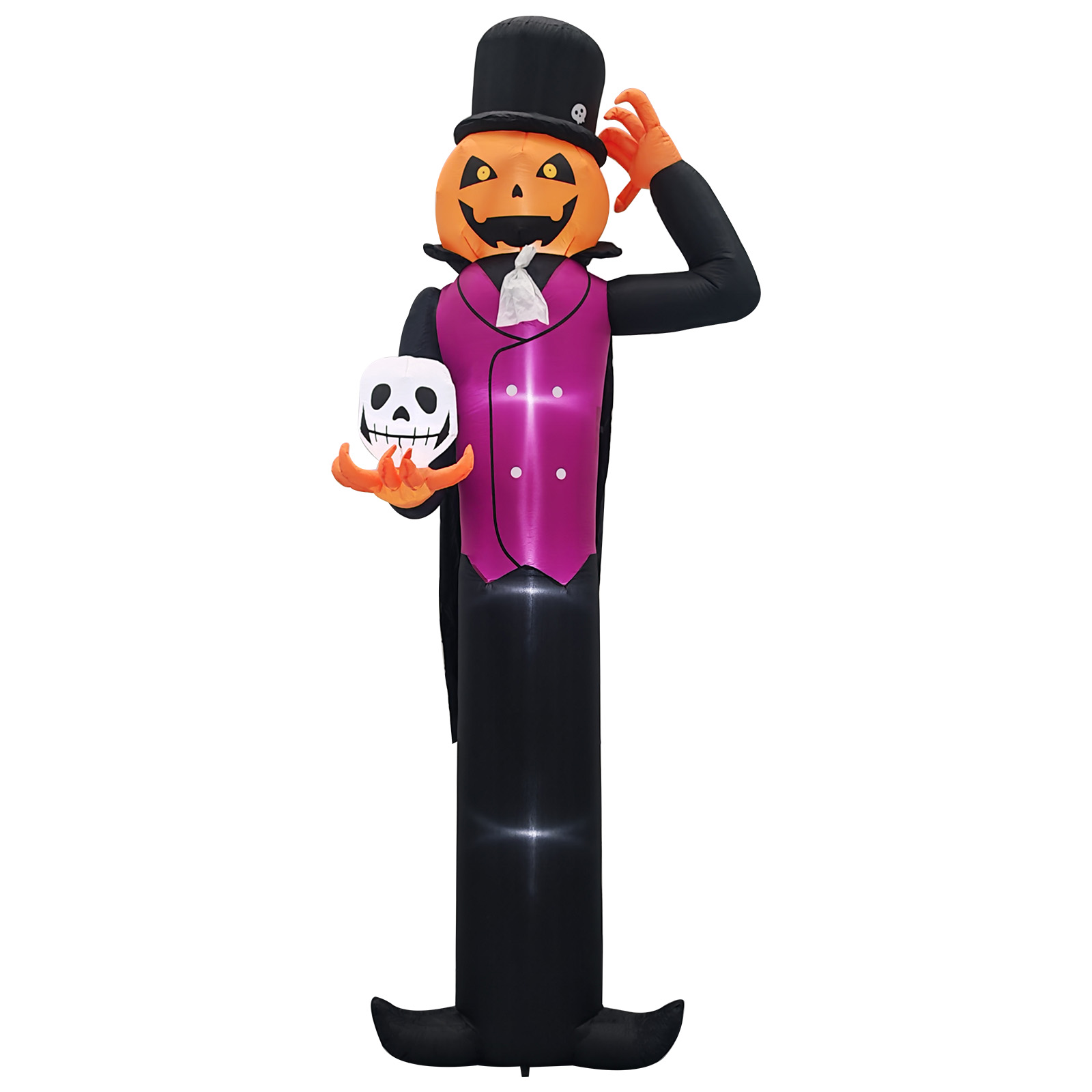 12ft Cape Pumpkin Man 5 White LED Lights Halloween Inflatable Decoration 12V photo 2