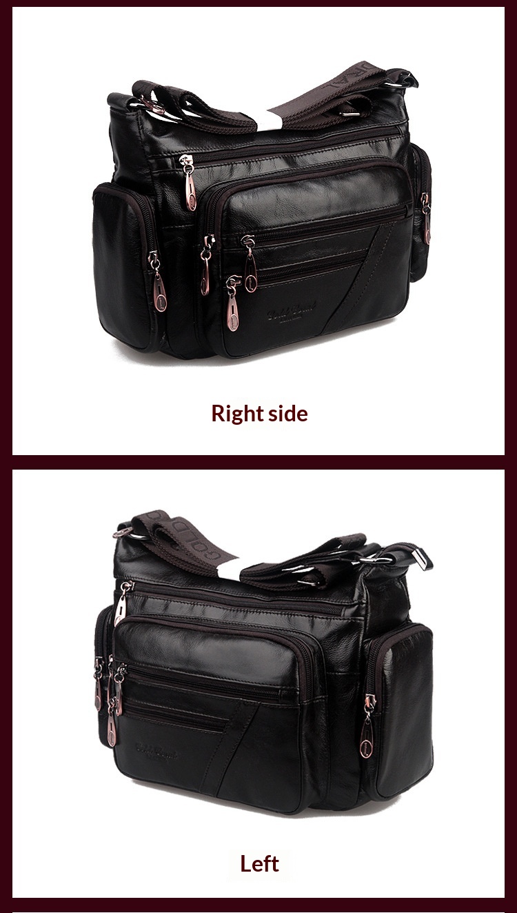 New Cowhide Single Shoulder Crossbody Bag For Middle-aged And Elderly Mothers, Layered Leather Crossbody Bag, Casual - Coffee Color photo 3