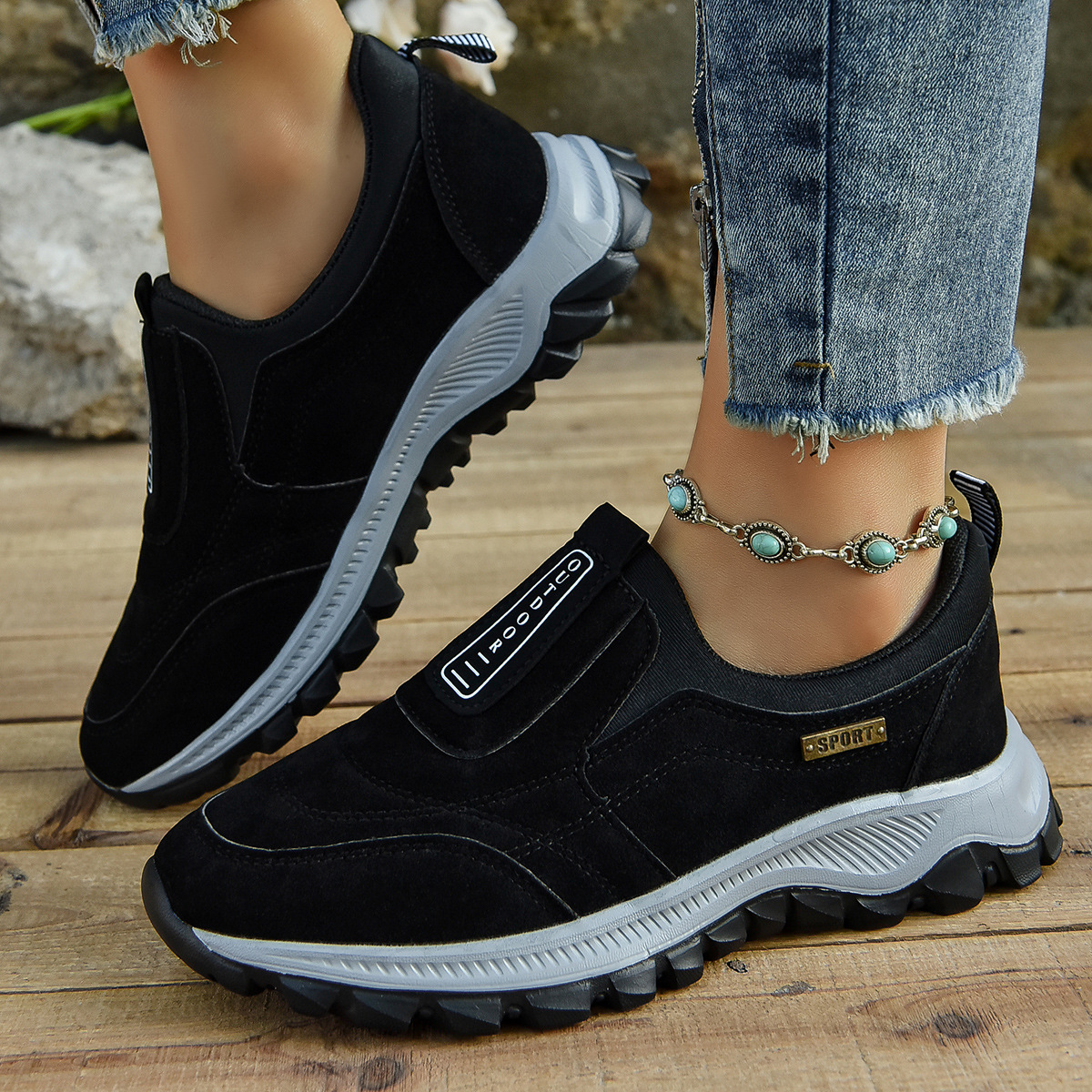 Outdoor Slip-on Sports Shoes Comfortable Walking Running Sneakers Women photo 1